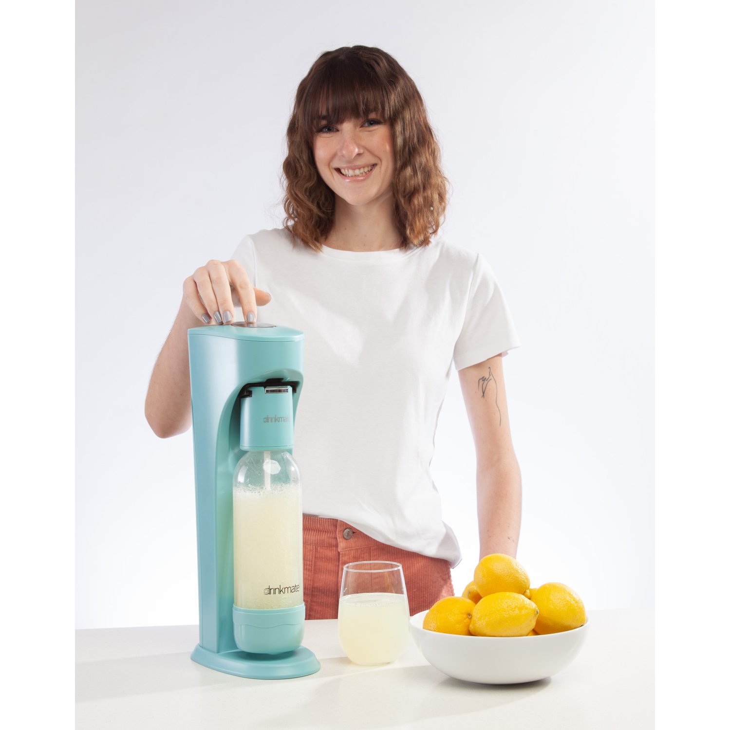 Drinkmate OmniFizz Machine à Gazéifier N'importe Quelle Boisson Sans La Diluer, Avec cartouche de CO2 60L, Bleu Arctique