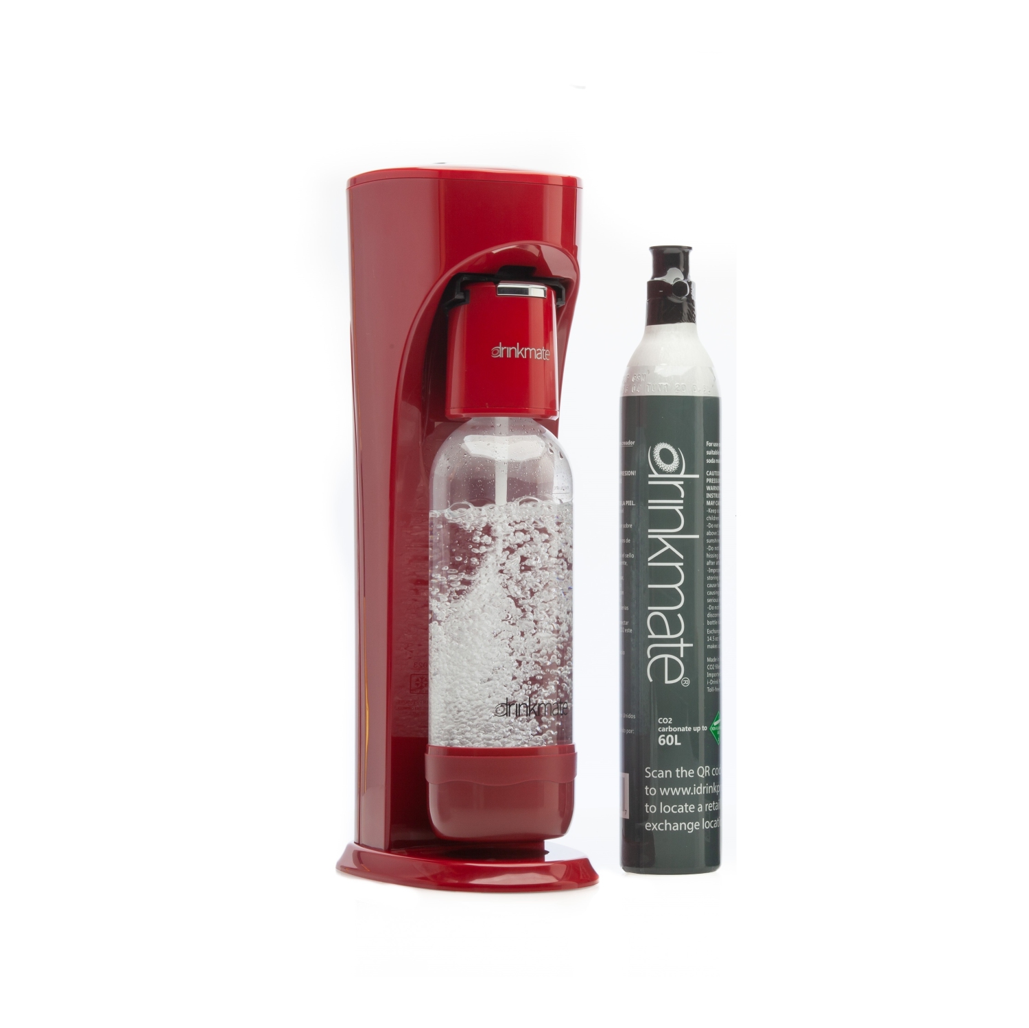 Drinkmate OmniFizz Soda Machine with 60L CO2- Carbonates Any Beverage-Royal Red