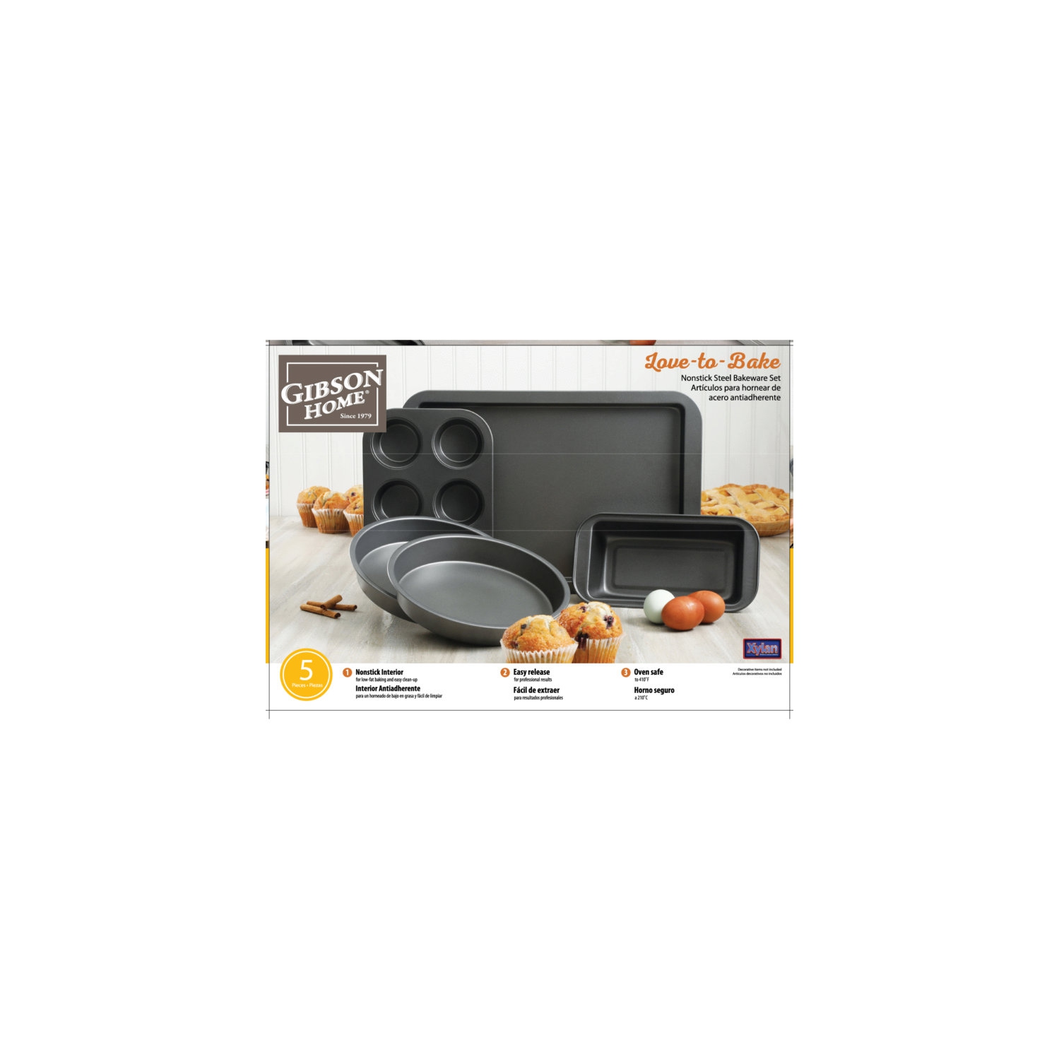 Gibson Home Love-To-Bake 5-Piece Nonstick Bakeware Set