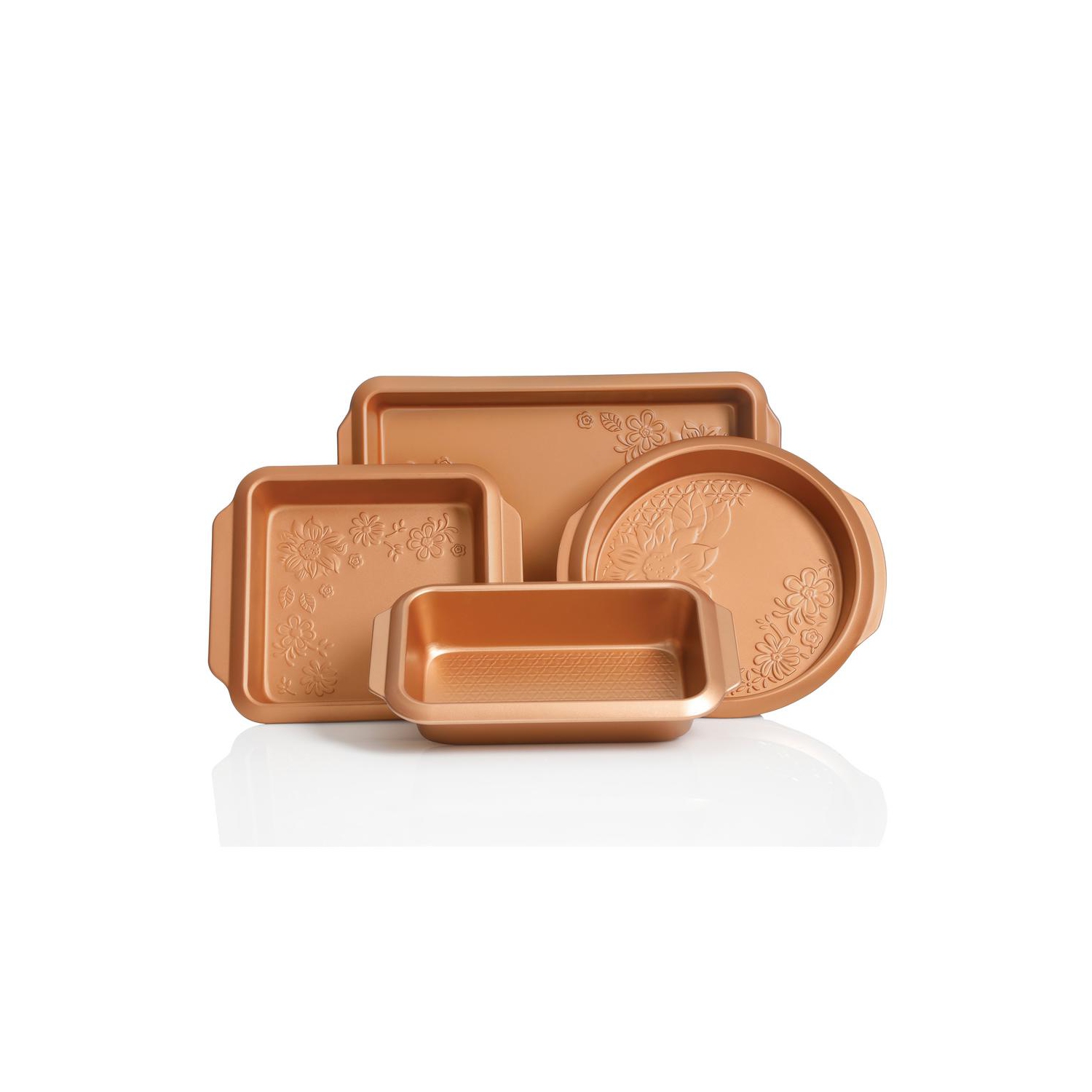 Gibson Home Richmound Ensemble de 4 ustensiles de cuisson en acier au carbone antiadhésif épais - Cuivre