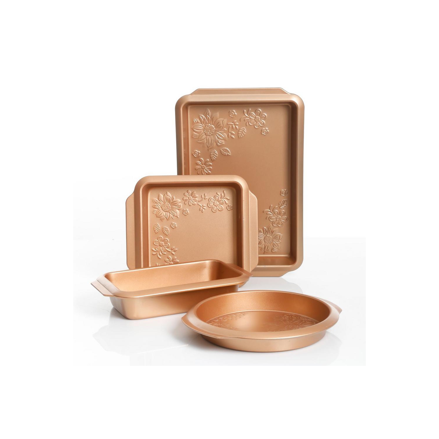 Gibson Home Richmound Ensemble de 4 ustensiles de cuisson en acier au carbone antiadhésif épais - Cuivre