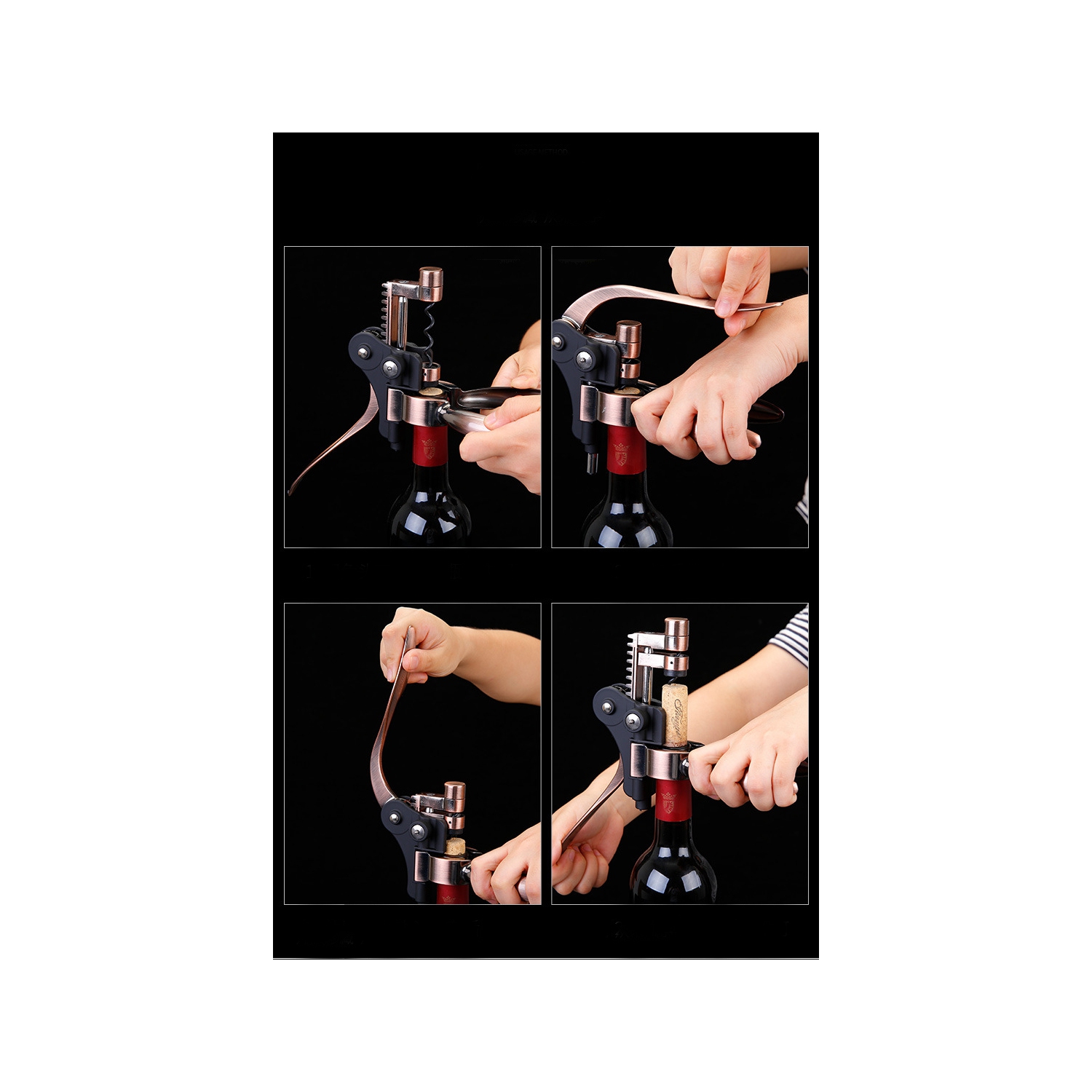 Arolly – Ouvre-bouteille de vin manuel, trousse d'ouvre-poignée en alliage de zinc, 9 accessoires à vin avec bouchon, coupe-capsule, aérateur, bec