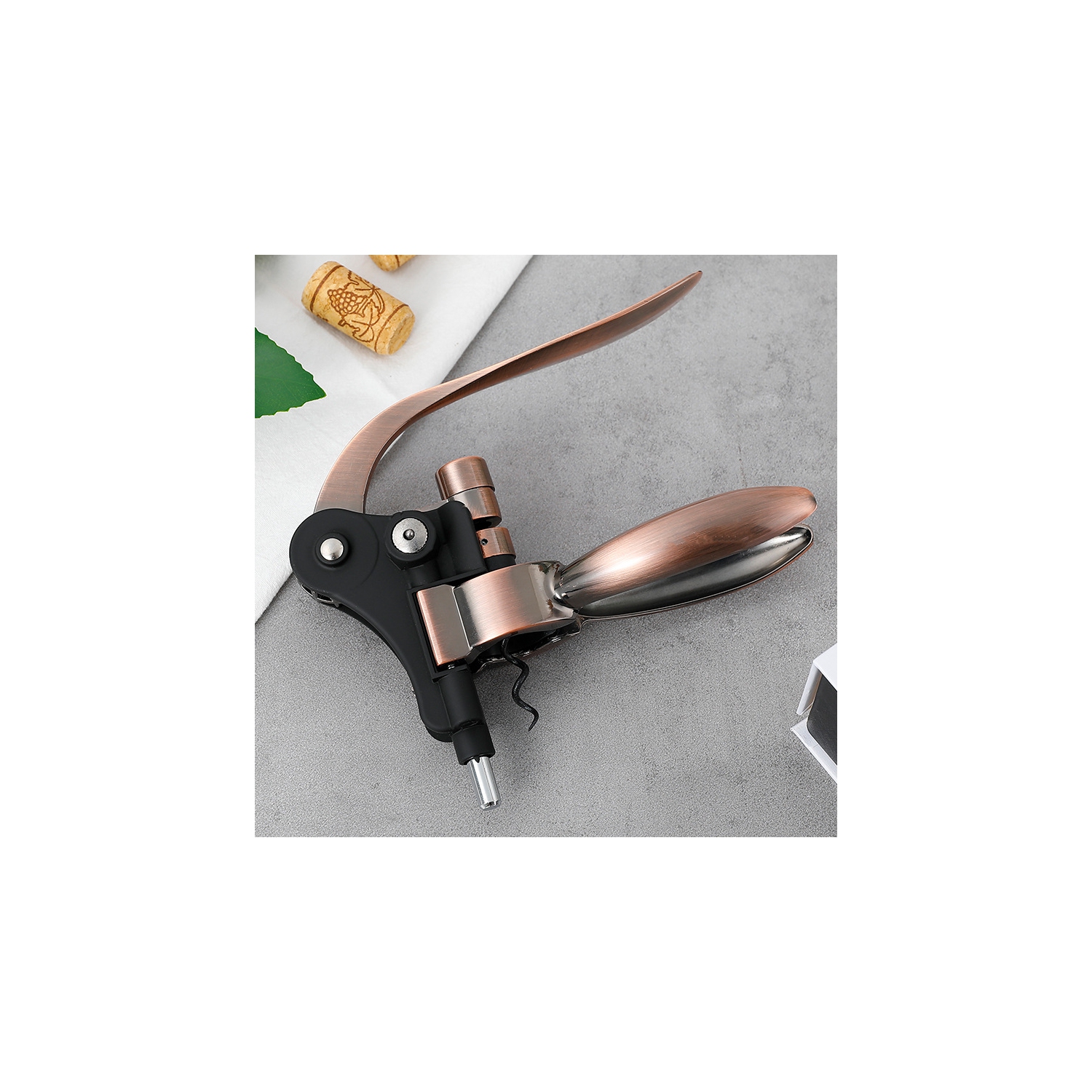 Arolly – Ouvre-bouteille de vin manuel, trousse d'ouvre-poignée en alliage de zinc, 9 accessoires à vin avec bouchon, coupe-capsule, aérateur, bec