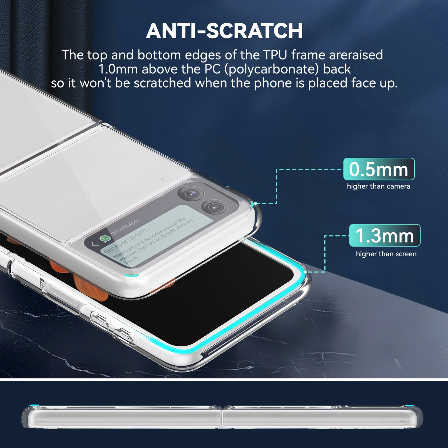 【CSmart】 Ultra Thin Hard TPU Silicone Jelly Bumper Back Cover Case for Samsung Z Flip 3 5G, Clear