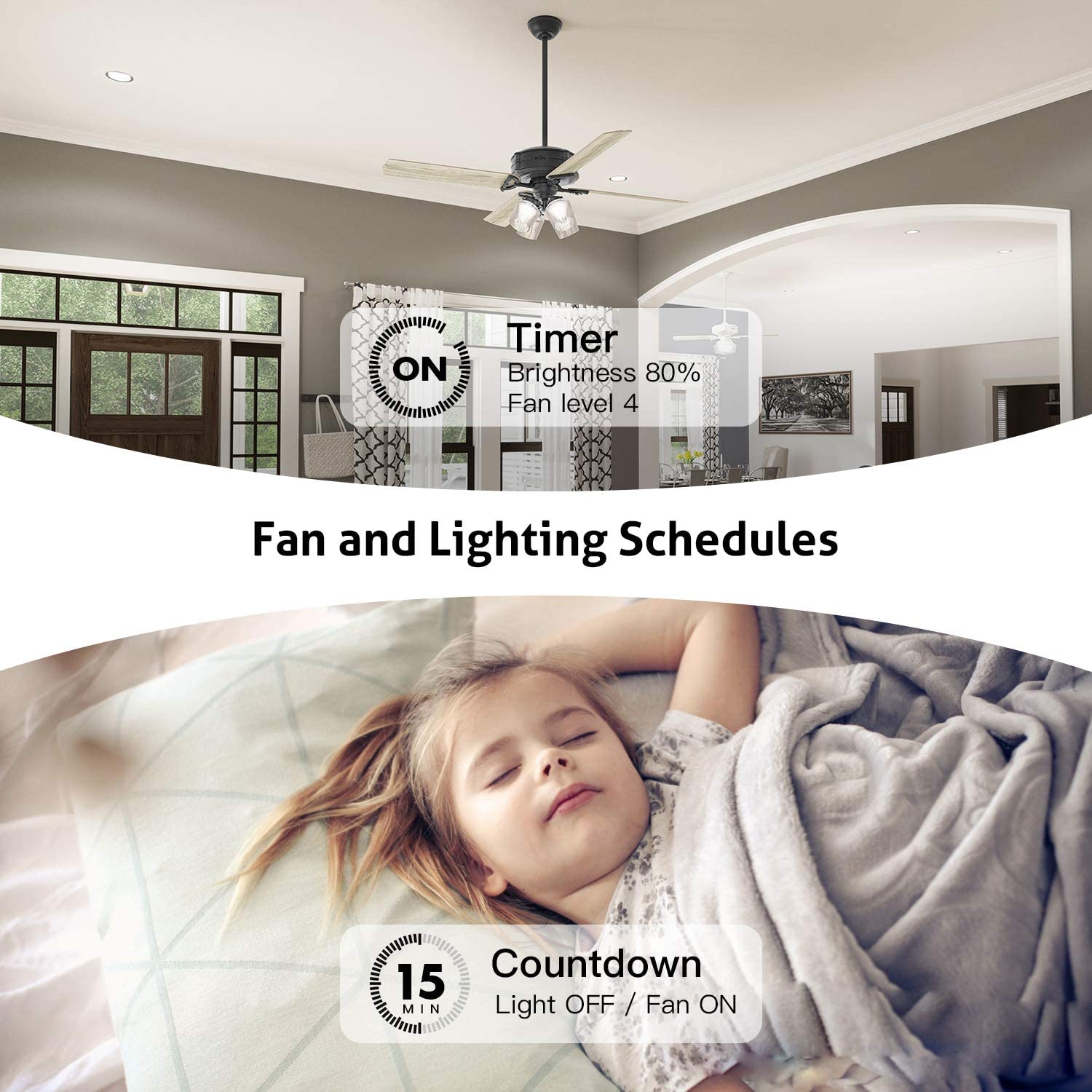 Treatlife Smart Ceiling Fan Control and Dimmer Light Switch, 2.4GHz Wi-Fi Light Switch Fan Speed Control, Compatible with Alexa&Google Home
