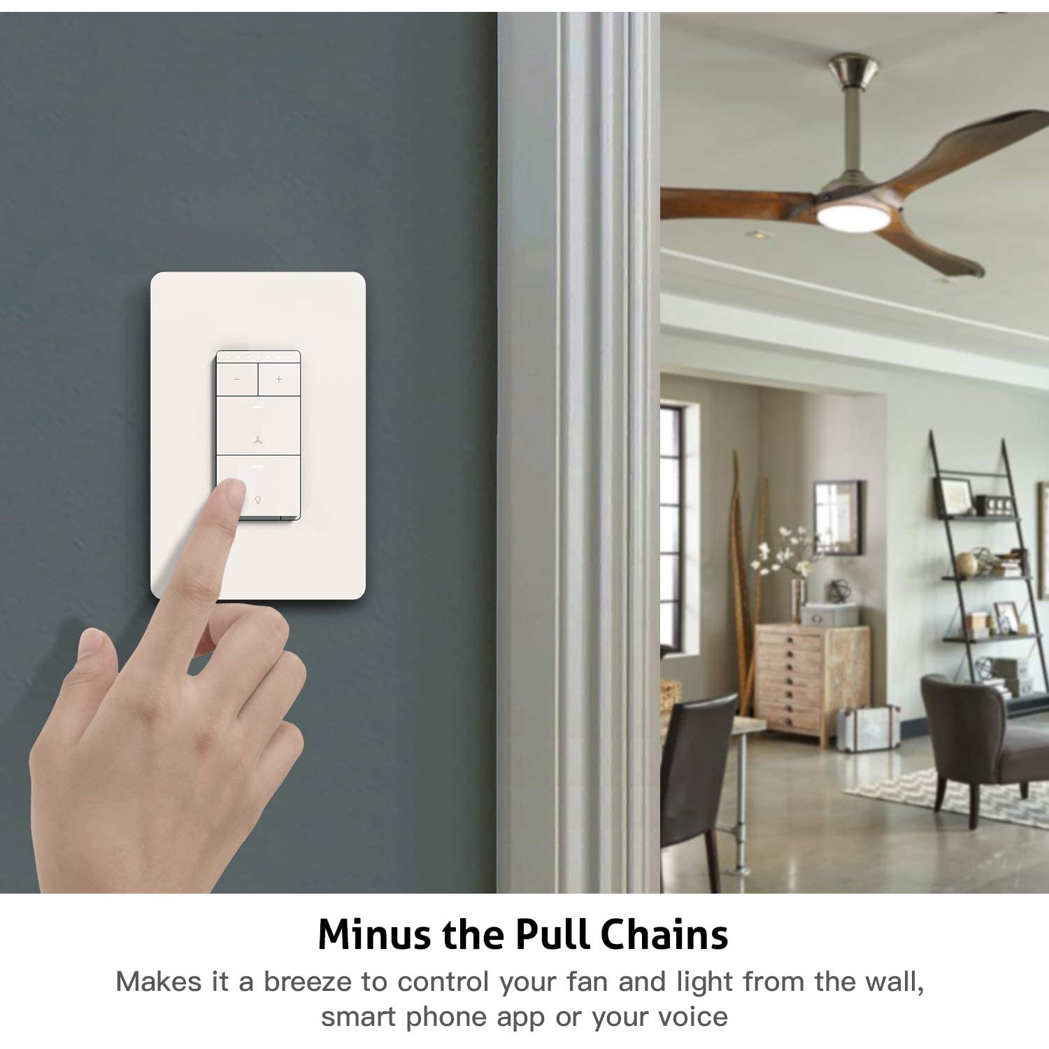 Treatlife Smart Ceiling Fan Control and Dimmer Light Switch, 2.4GHz Wi-Fi Light Switch Fan Speed Control, Compatible with Alexa&Google Home