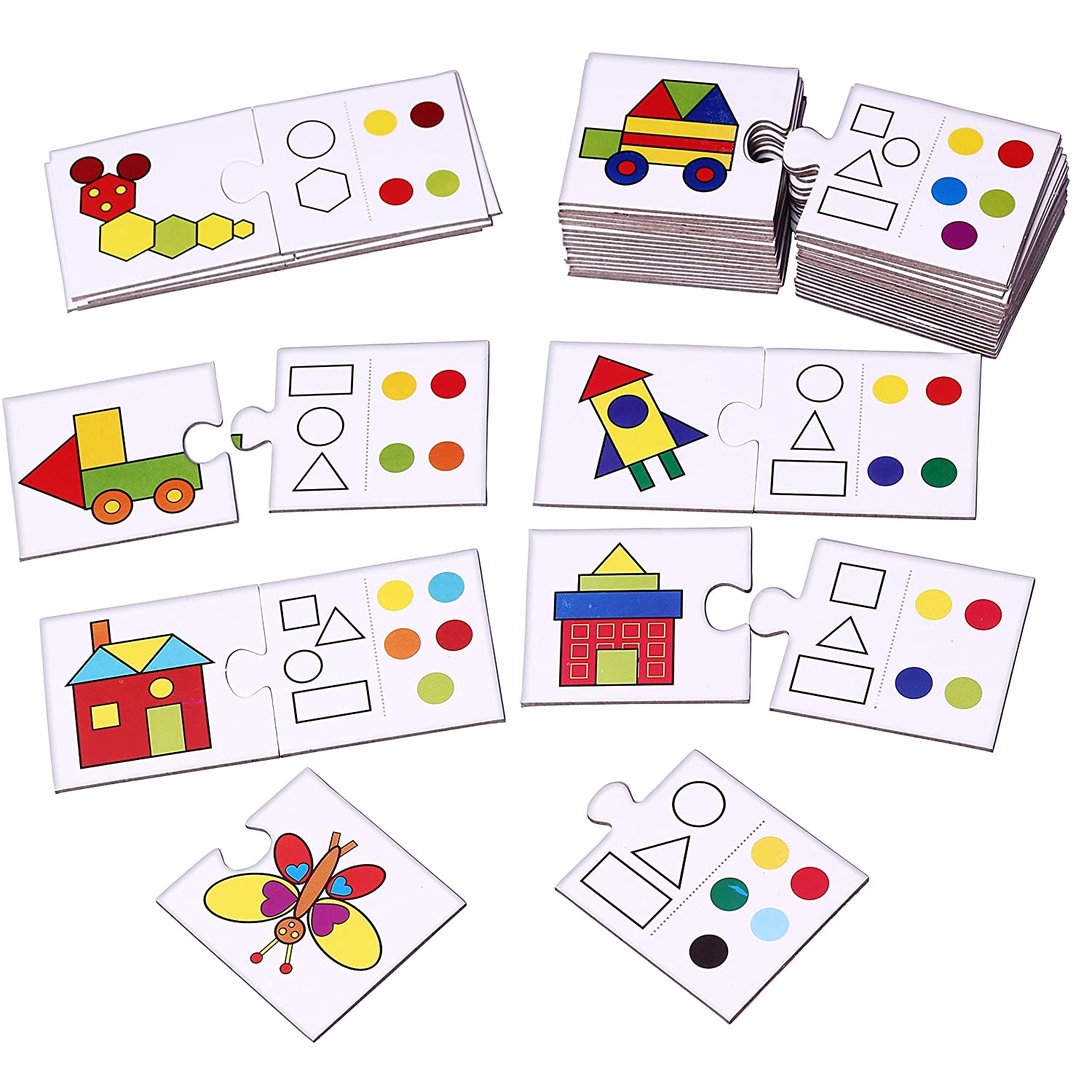 ISTAR Educational puzzles for kids 4-8 years old Shape Color Match Card Game