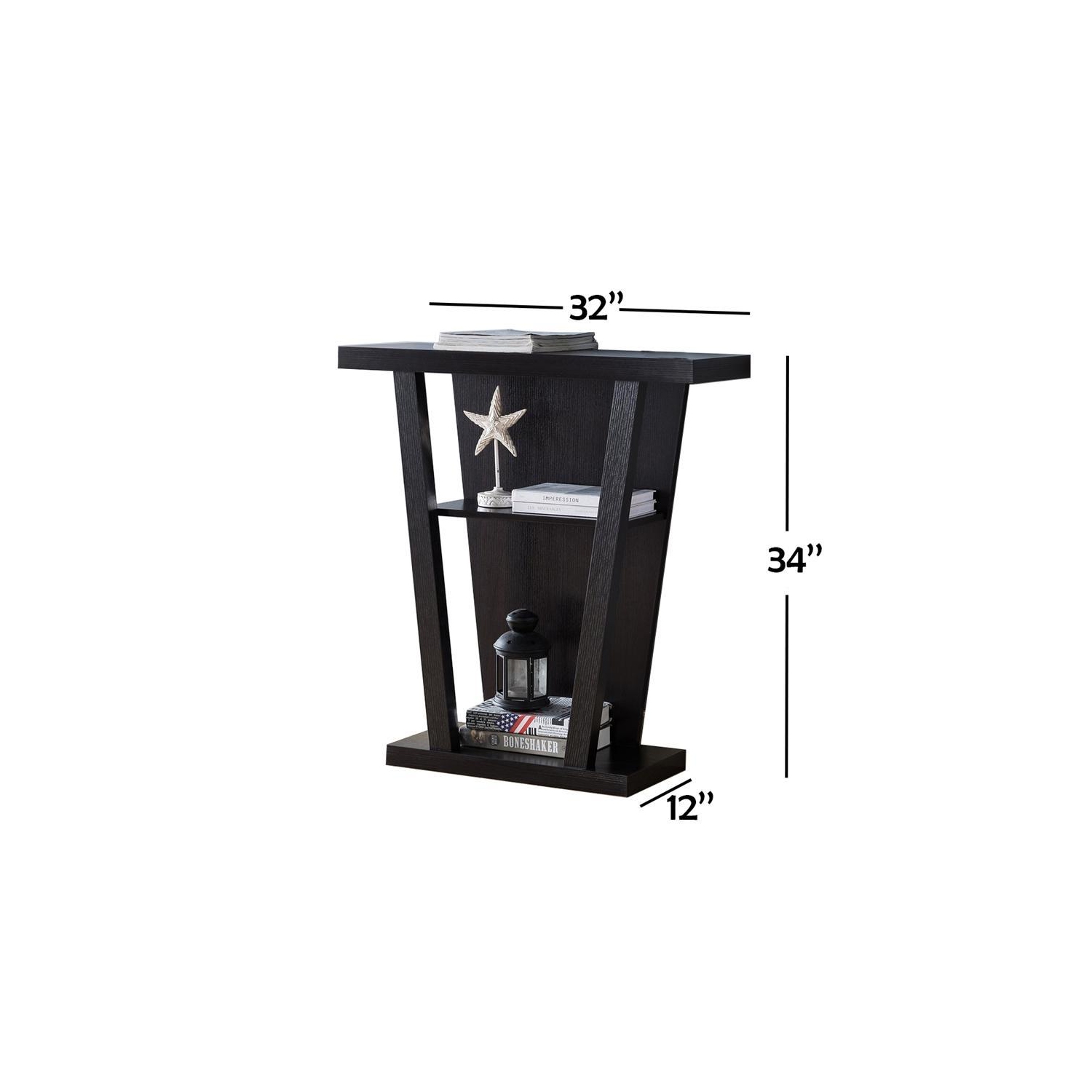 IFDC - Table d'appoint / Console d'entrée, 32'' x 34'' x 12'', Motif Bois Espresso