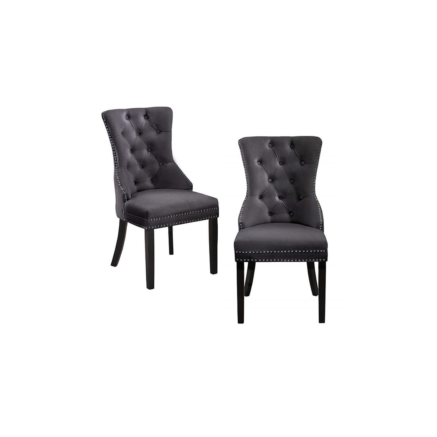 IFDC - Velvet Dining Chairs, 21 '' x 23 '' x 40 '', Set of 2, Gray