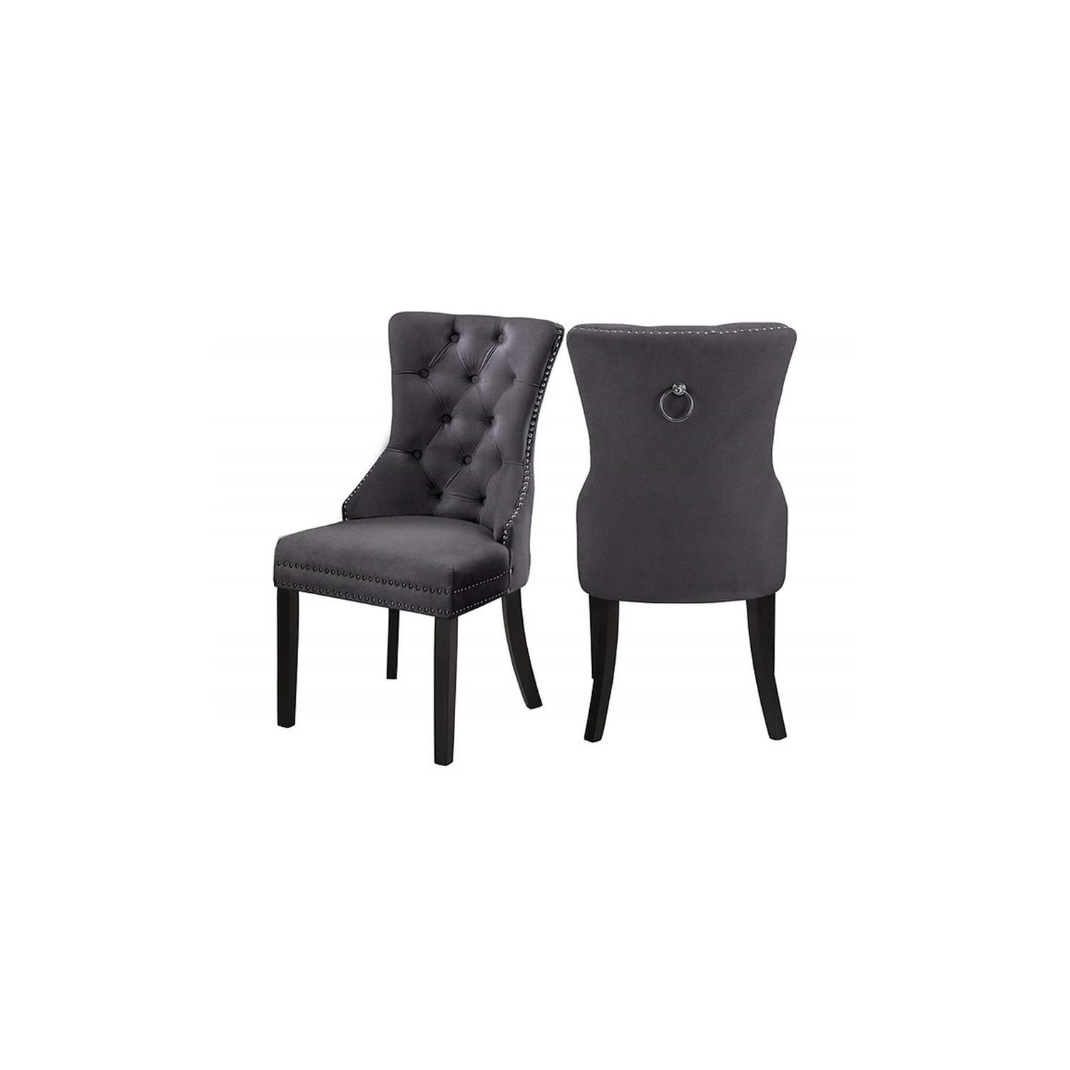 IFDC - Velvet Dining Chairs, 21 '' x 23 '' x 40 '', Set of 2, Gray