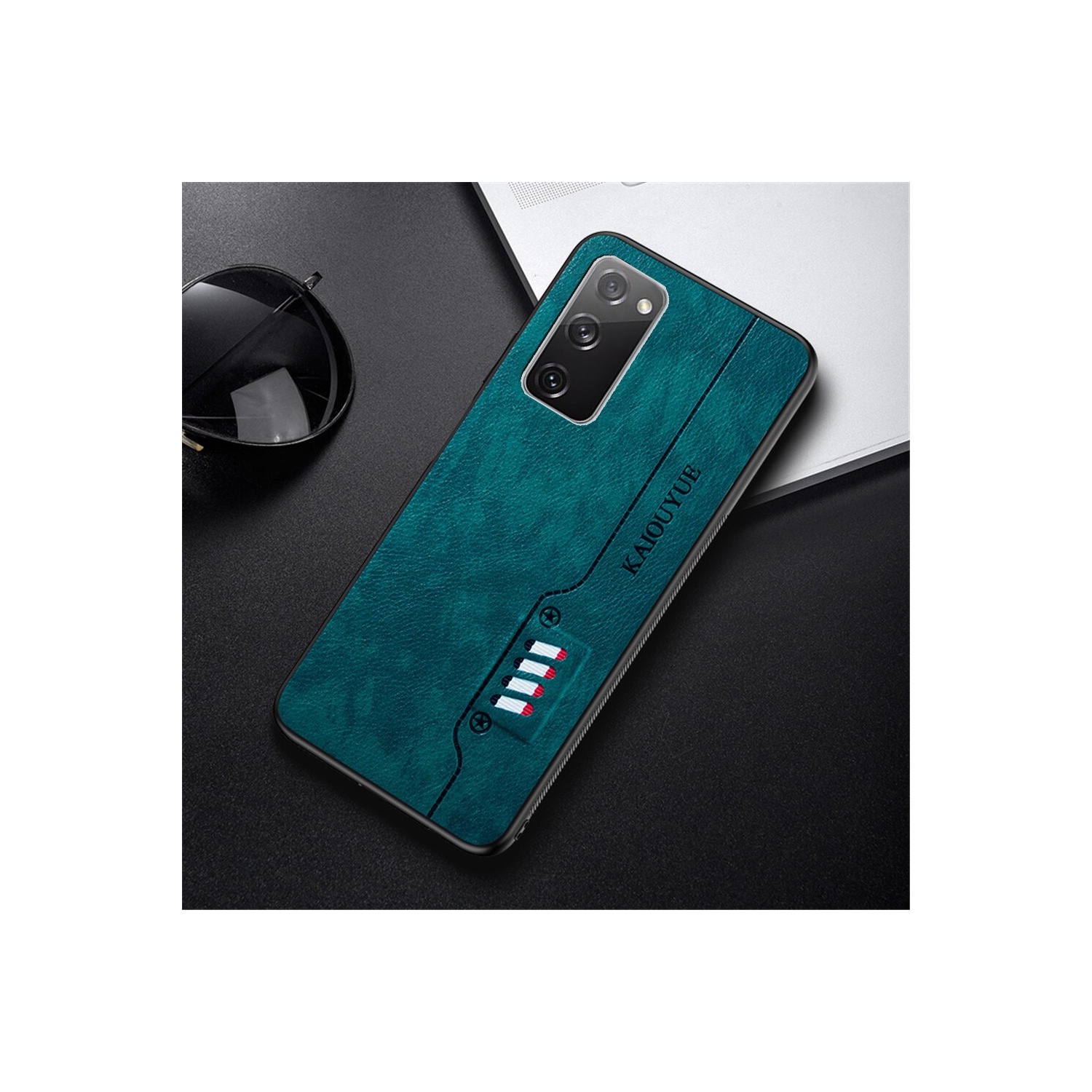 Tedlin leather texture slim Soft Silicone Shockproof Case Anti-Scratch Protective Cover for Samsung Galaxy S21 PLUS -Green