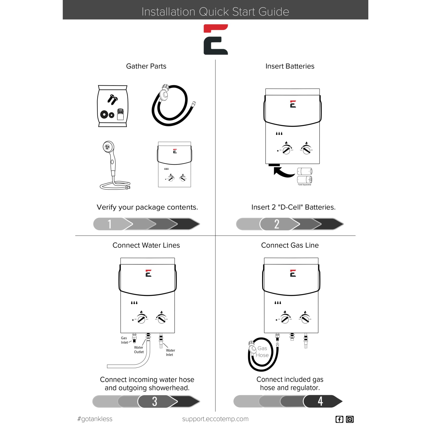 Chauffe-eau instantané portatif pour l'extérieur L5 d'Eccotemp