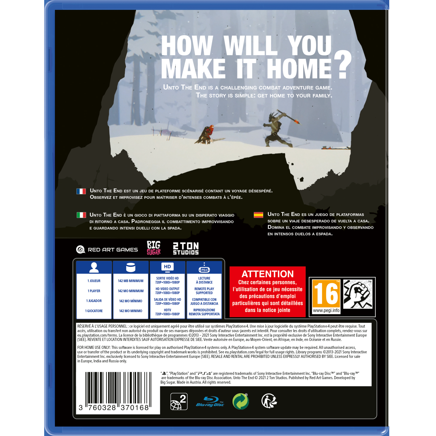 PS4 - UNTO THE END [RED ART GAMES]