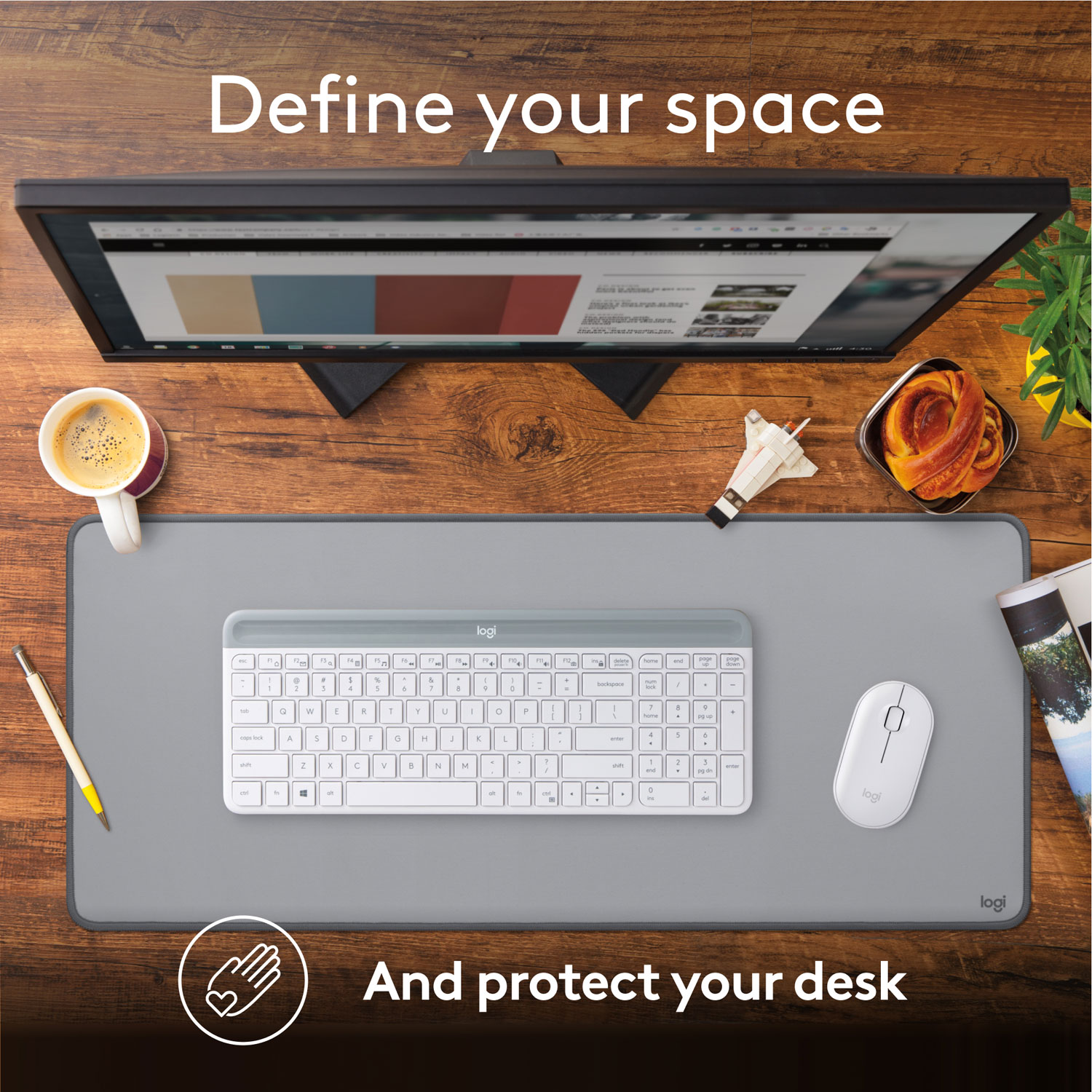 Logitech Studio Desk Mat - Mid Grey