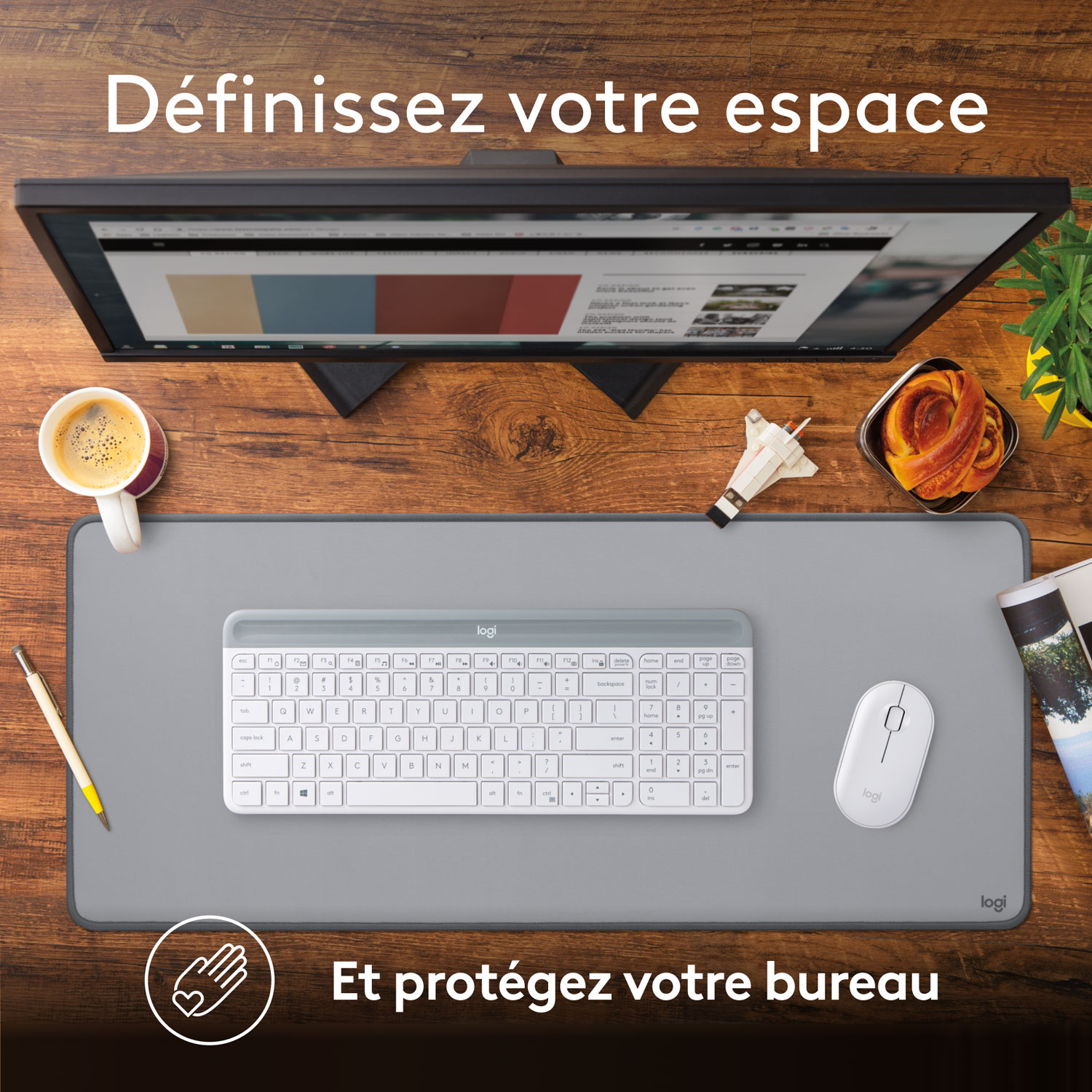 Logitech Studio Desk Mat - Mid Grey