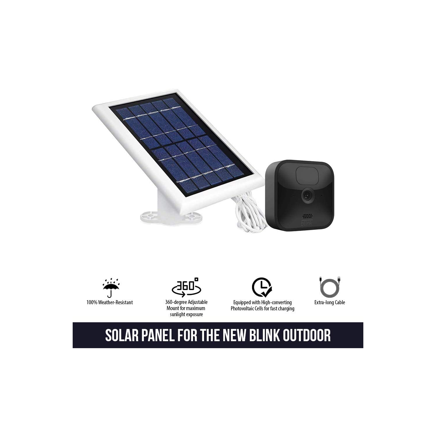 Panneau Solaire & Batterie Int. de Caméra Extérieure Blink/XT/XT2