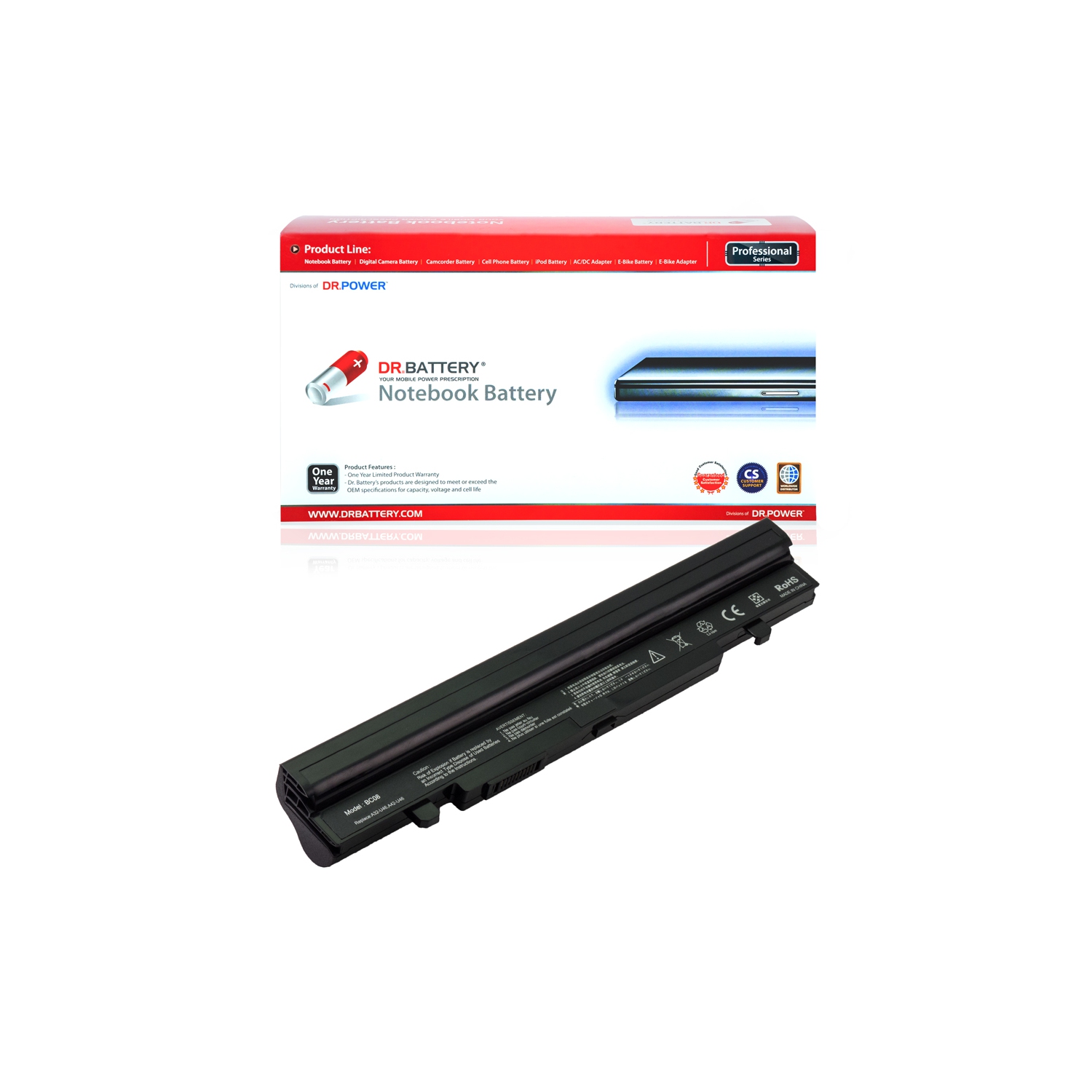 DR. BATTERY - Replacement for Asus U46SV / U46SV-A1 / U46SV-DH51 / U46SV-WO006X / U46SV-WX036V / A32-U46 / A41-U46 / A42-U46 [14.4V / 4400mAh / 63Wh]