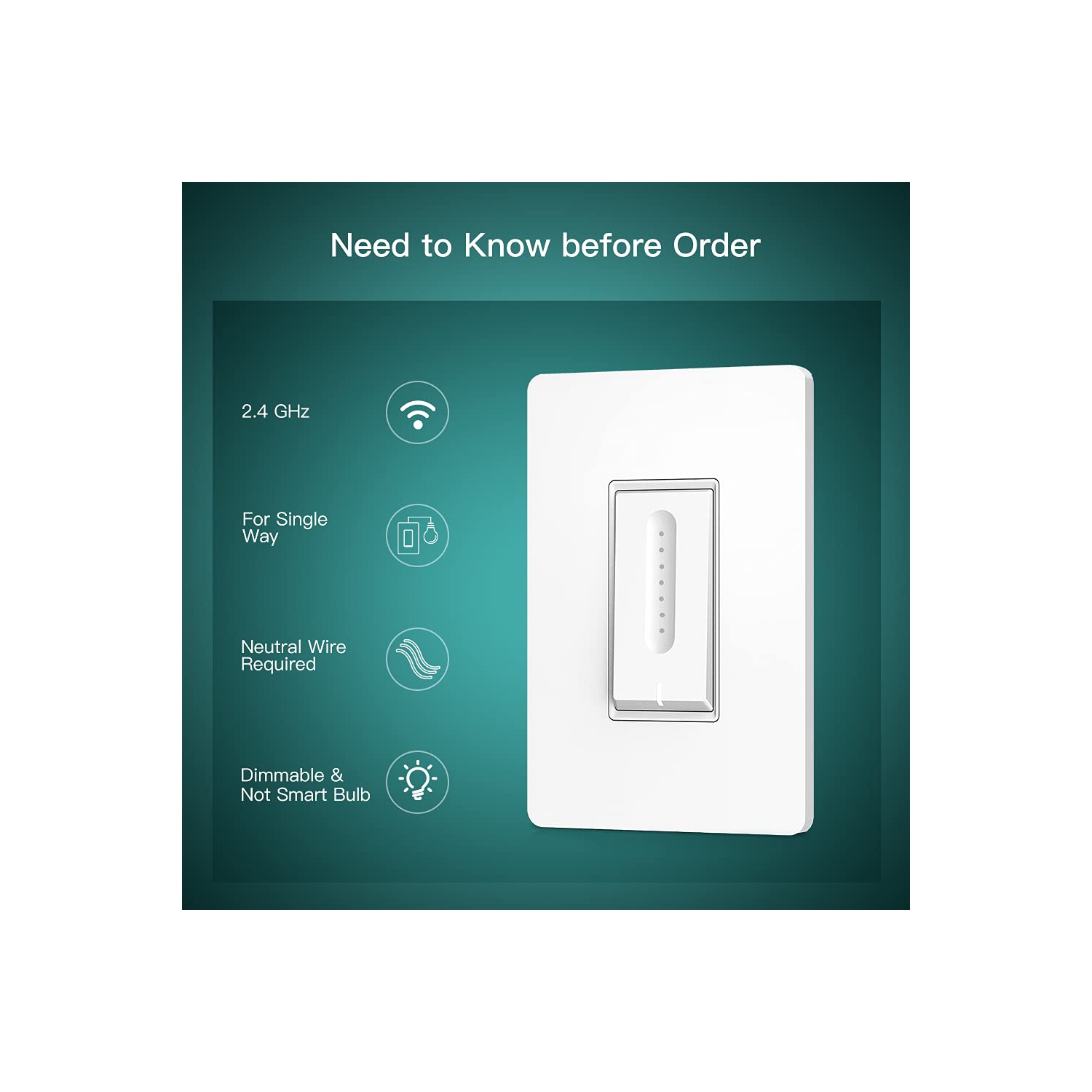 Treatlife Single Pole Smart Dimmer Switch, Works with dimmable LED/ halogen/incandescent bulbs, Alexa & Google Home compatible