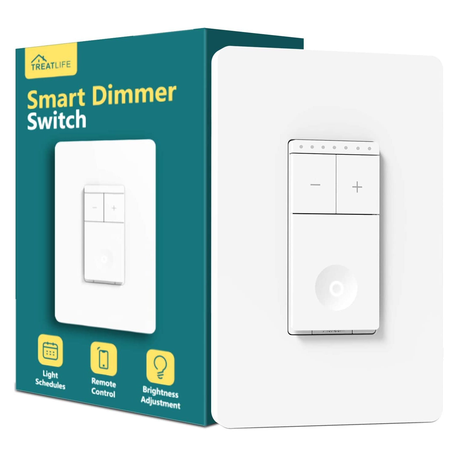Treatlife Single Pole Smart Dimmer Switch, Works with dimmable LED/ halogen/incandescent bulbs, Alexa & Google Home compatible