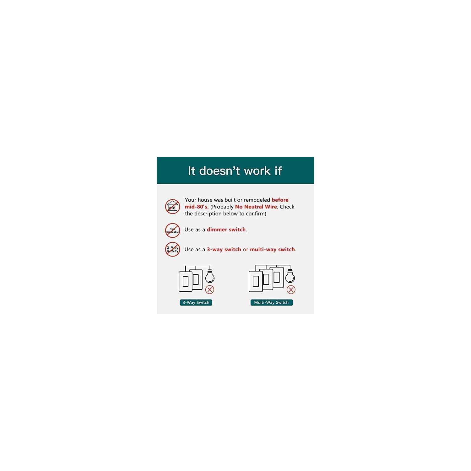 Treatlife Single Pole Smart Light Switch, 2.4GHz Wi-Fi Light Switch, Works with Alexa and Google Home