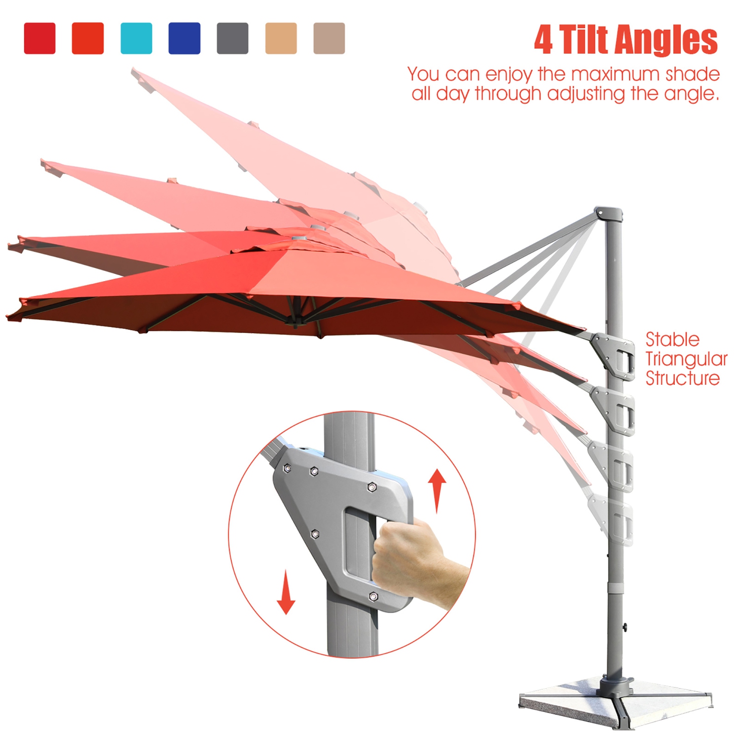 Costway 11ft Patio Offset Umbrella Cantilever Rotation Aluminum Tilt Cross Base