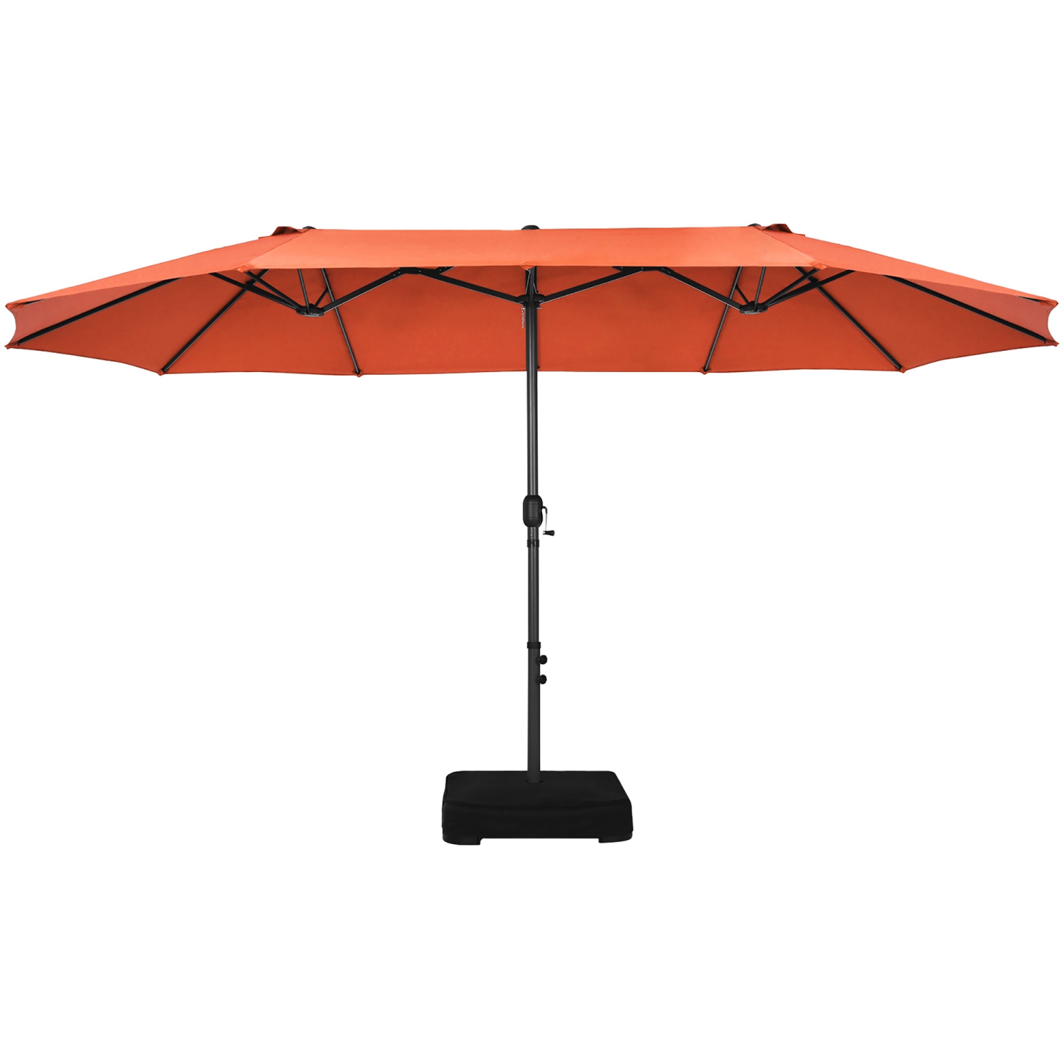Costway 15FT Double-Sided Twin Patio Umbrella Sun Shade Outdoor Crank Market Base