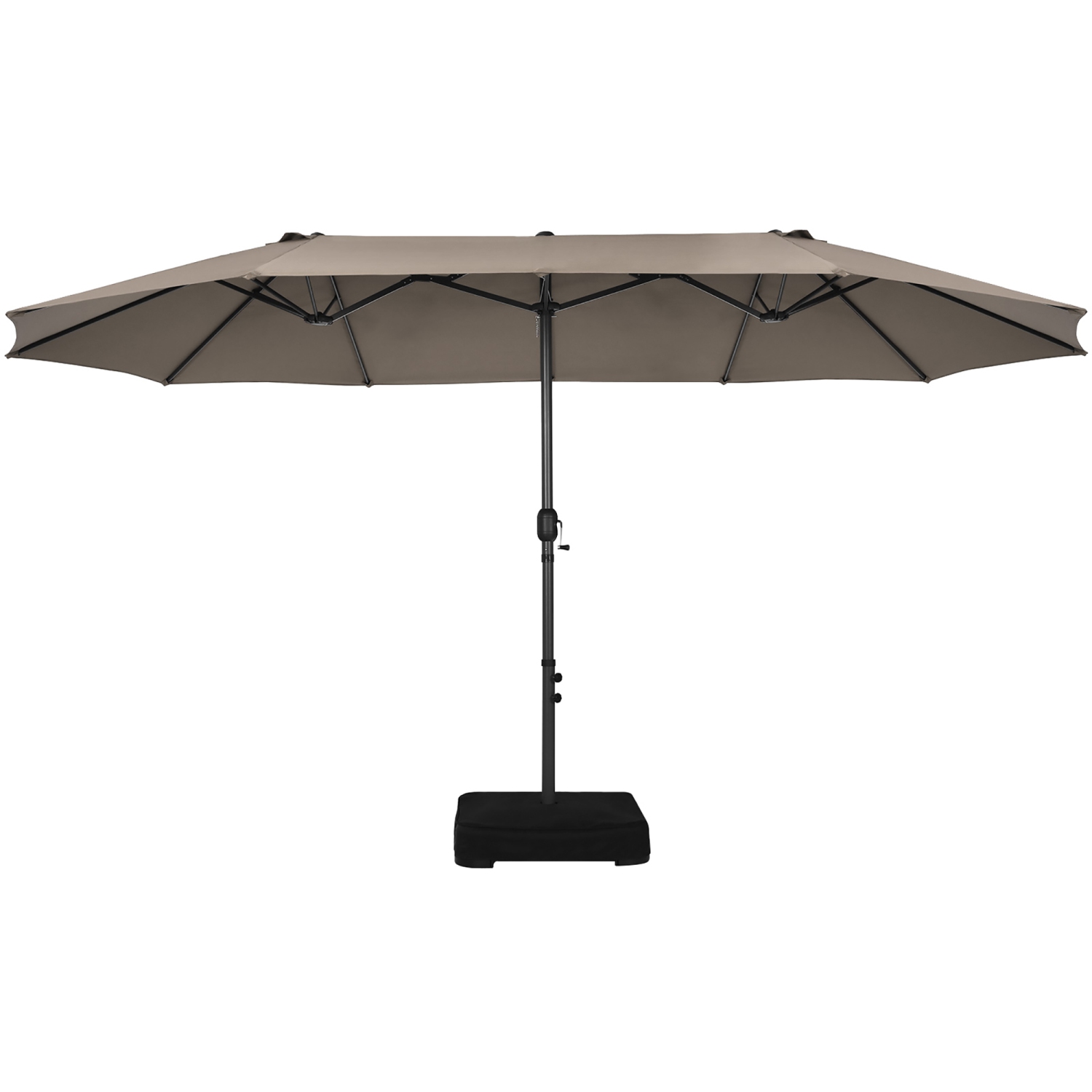 Costway 15FT Double-Sided Twin Patio Umbrella Sun Shade Outdoor Crank Market Base