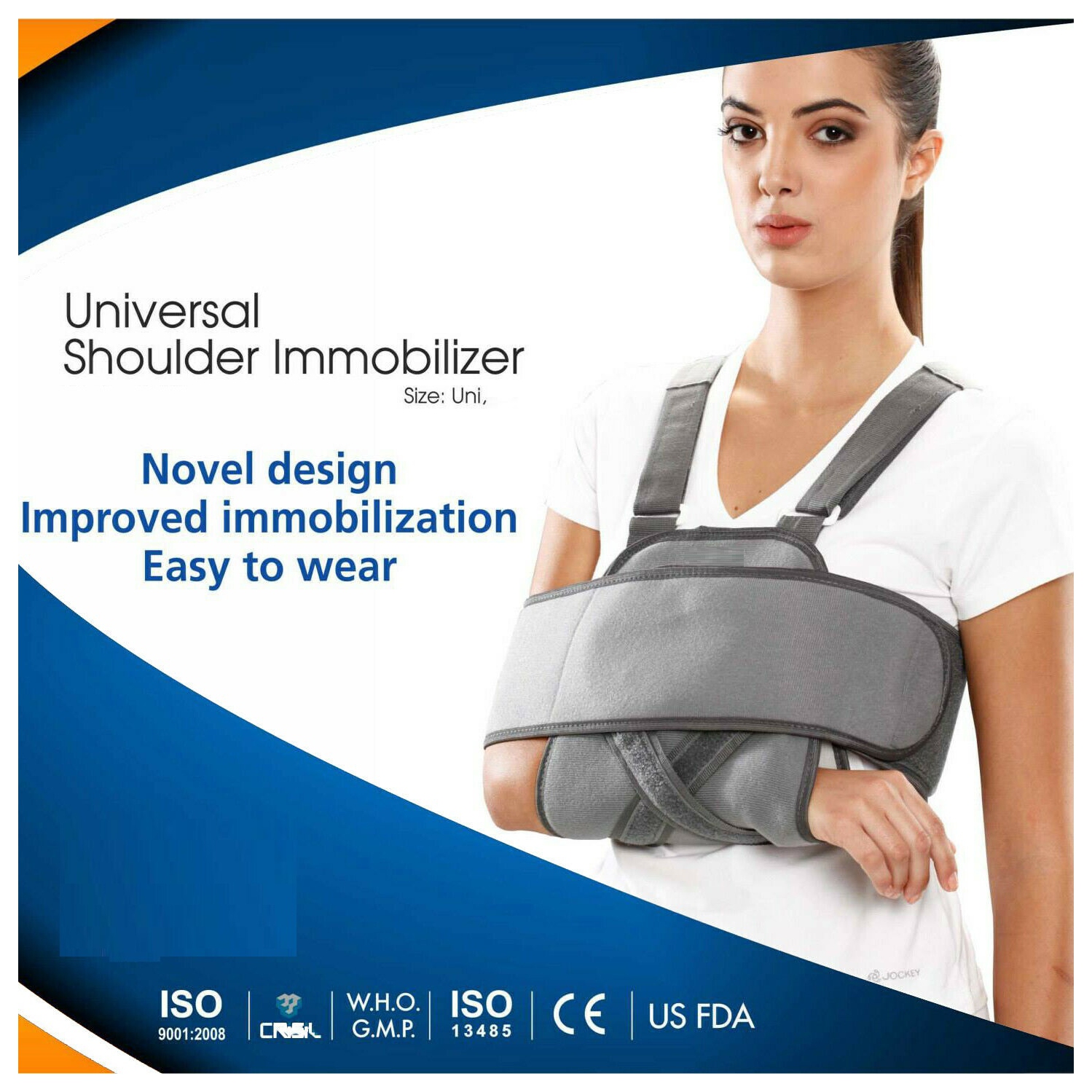ISTAR Arm Sling Injury Shoulder Immobilizer Adjustable Medical Sling for Broken Fractured Bones, Breathing Thin Cuff Support Brace During Sleep for