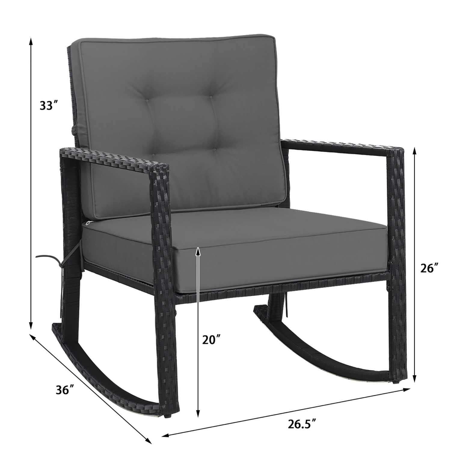 Siège berçant extérieur de patio en rotin de Costway avec coussin pour fauteuil berçant extérieur