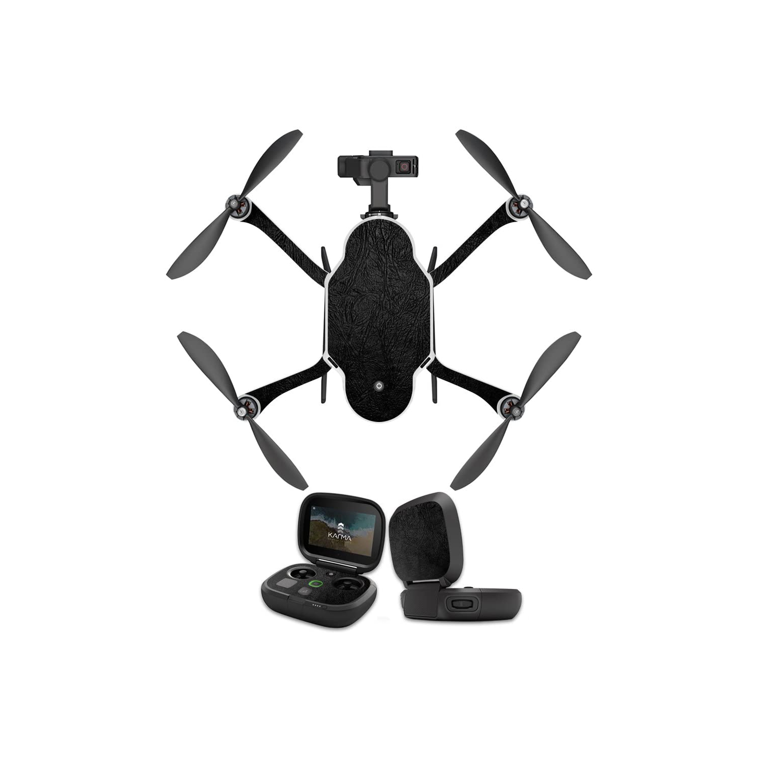 MightySkins Skin Compatible With GoPro Karma Drone headphones wrap cover sticker skins Black Leather