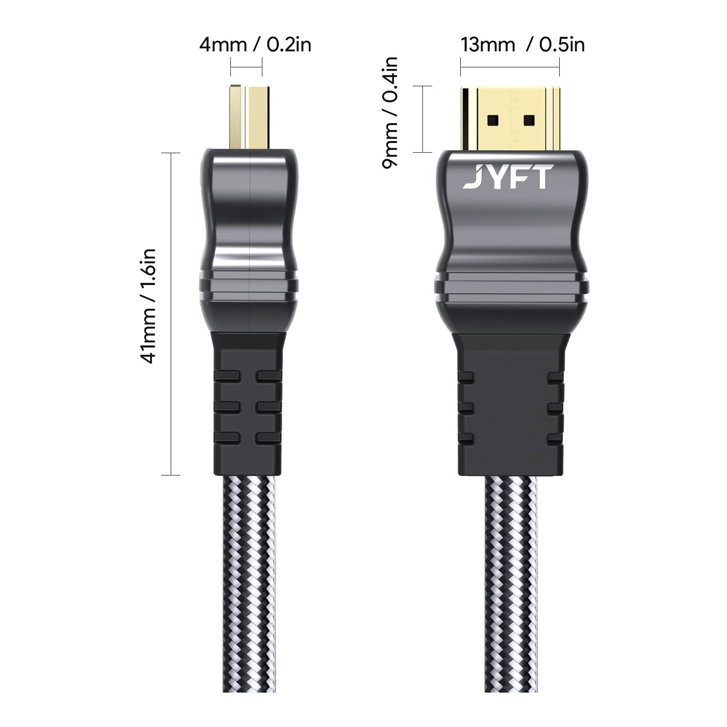 HDMI Cable 6ft JYFT - 28AWG Tinned Copper, 4K @ 60Hz, Premium HDMI 2.0b, Ethernet & Audio Return, Video 4K 2016P Ultra HD(UHD), 1080P 3D, Blue-ray,