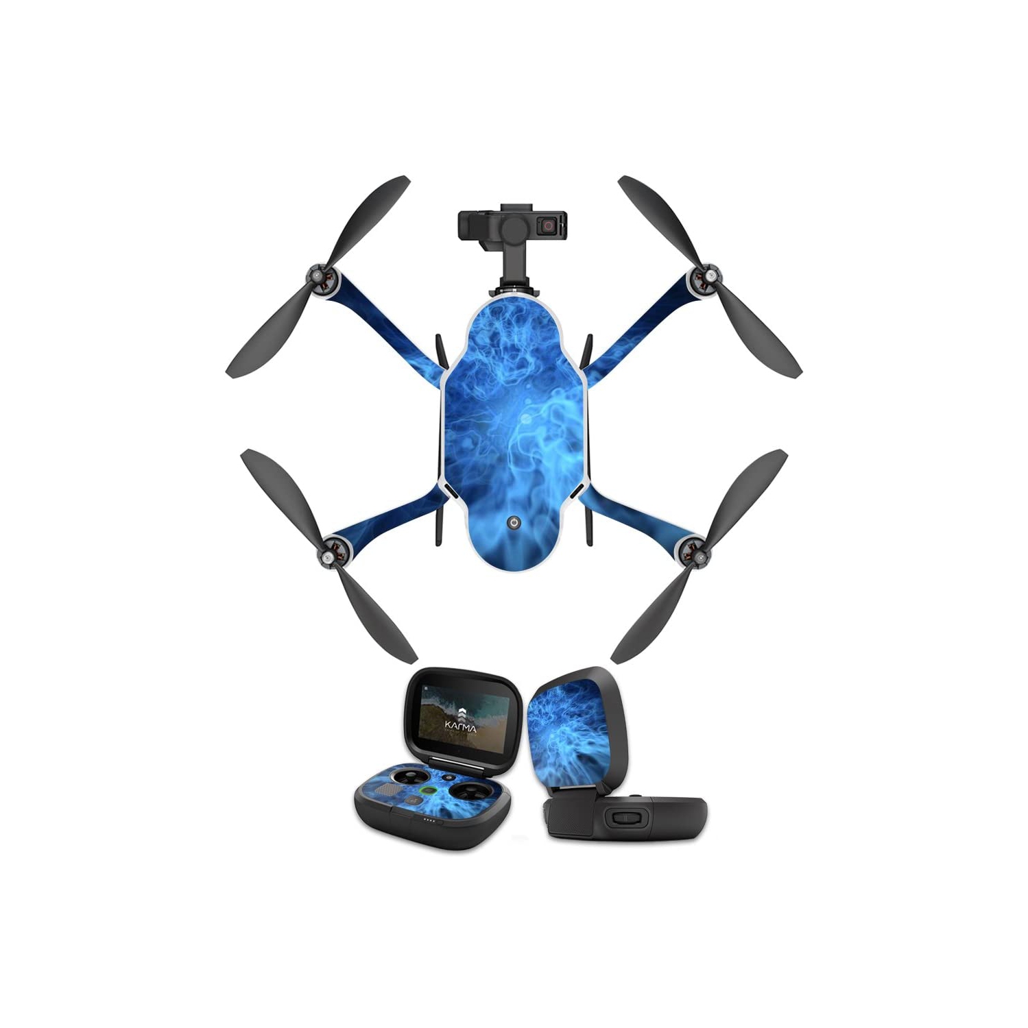 MightySkins Skin Compatible With GoPro Karma Drone headphones wrap cover sticker skins Blue Mystic Flames