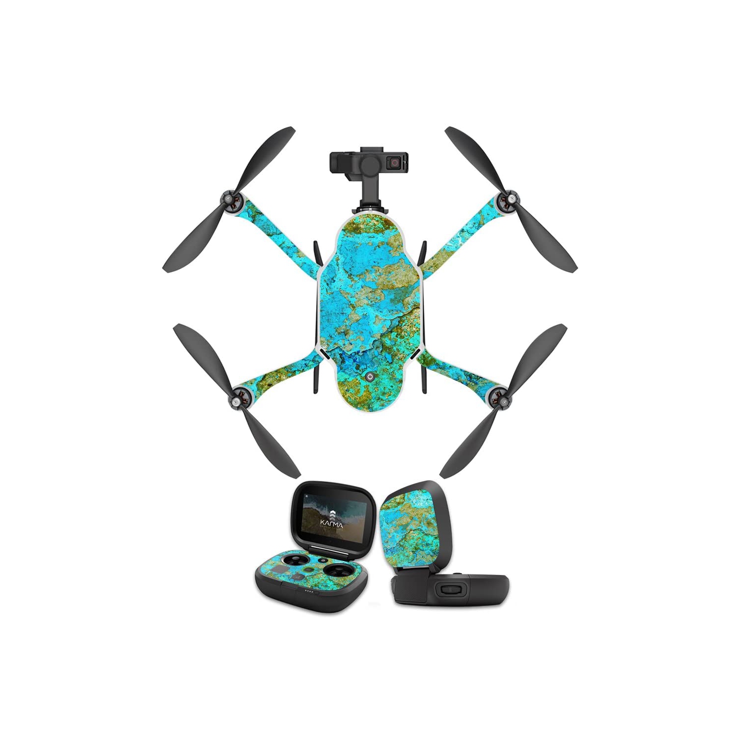 MightySkins Skin Compatible With GoPro Karma Drone headphones wrap cover sticker skins Teal Marble