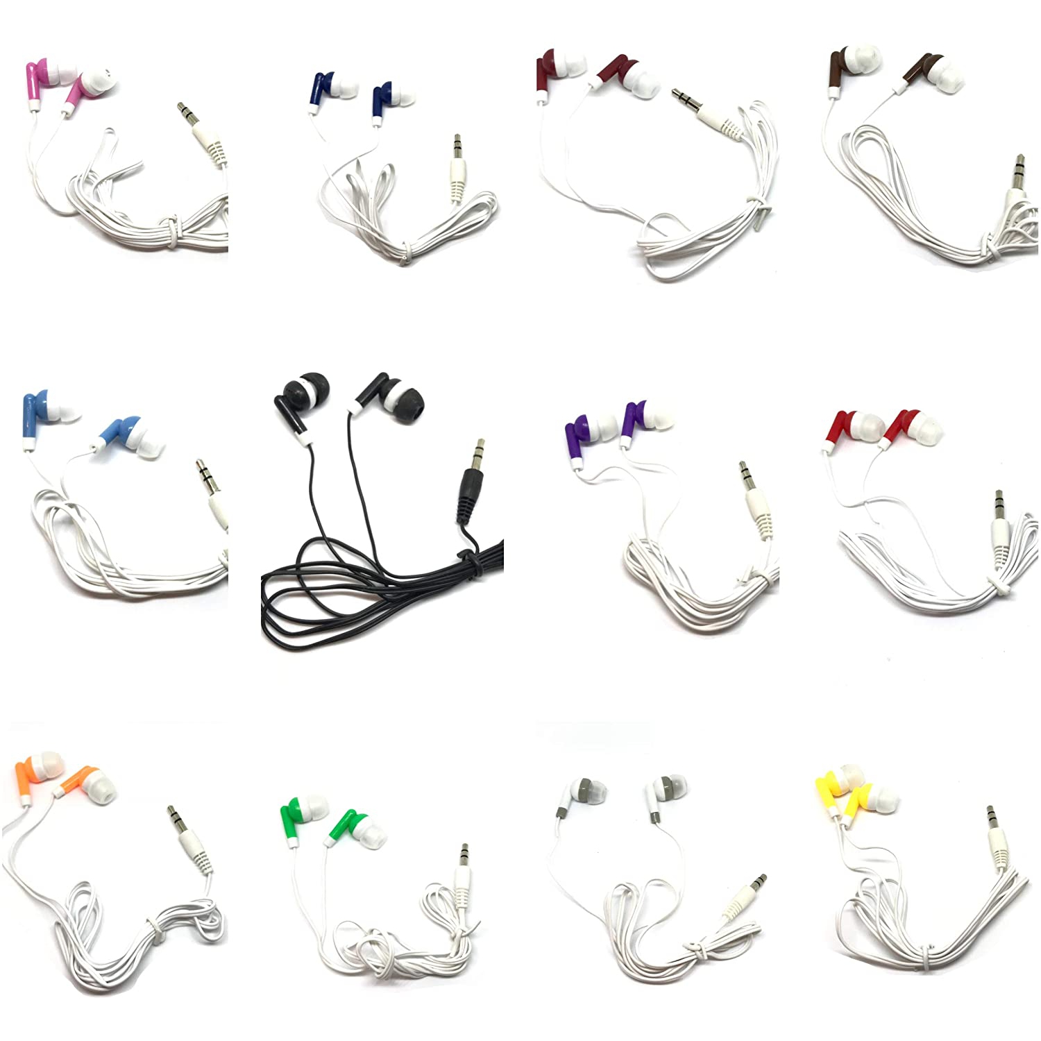 TFD Supplies Wholesale Bulk Earbuds Headphones 500 Pack for iPhone, Android, MP3 Player - Mixed Colors