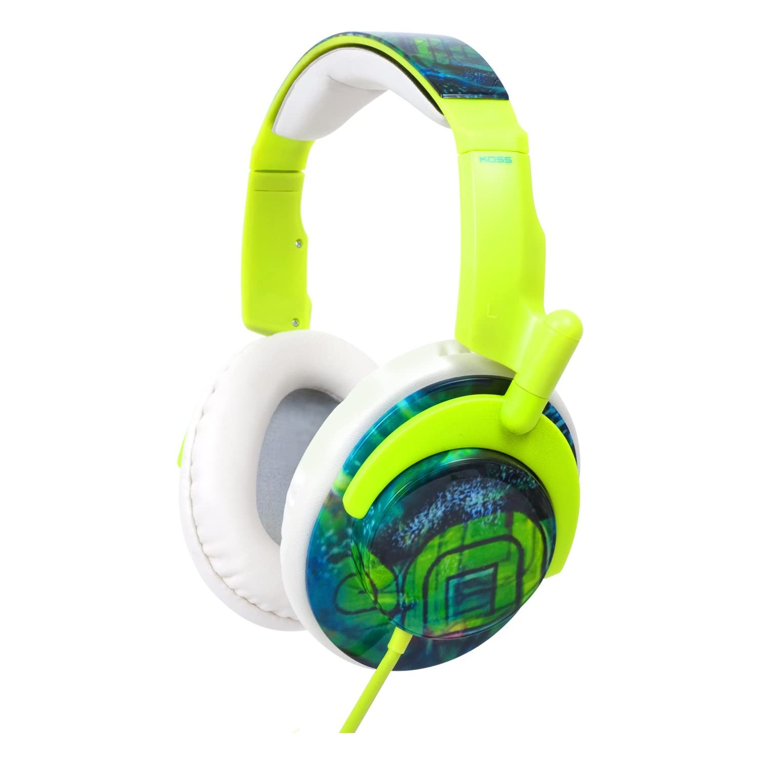 koss ruk 50g full-sized stereophone with leatherette cushions for enhanced sound, green