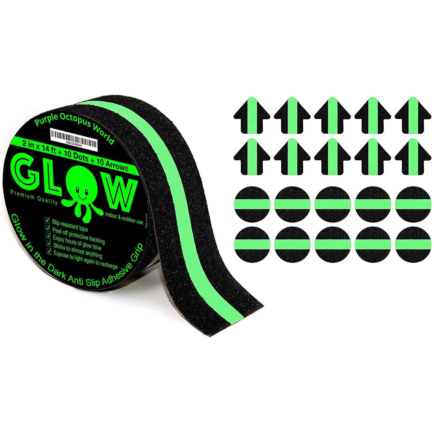 Anti-Slip Glow in The Dark Grip Tape - Non-Slip Adhesive Grip for Slippery Suerfaces, Stairs, Rails, Steps, Gaffers, Tread, T