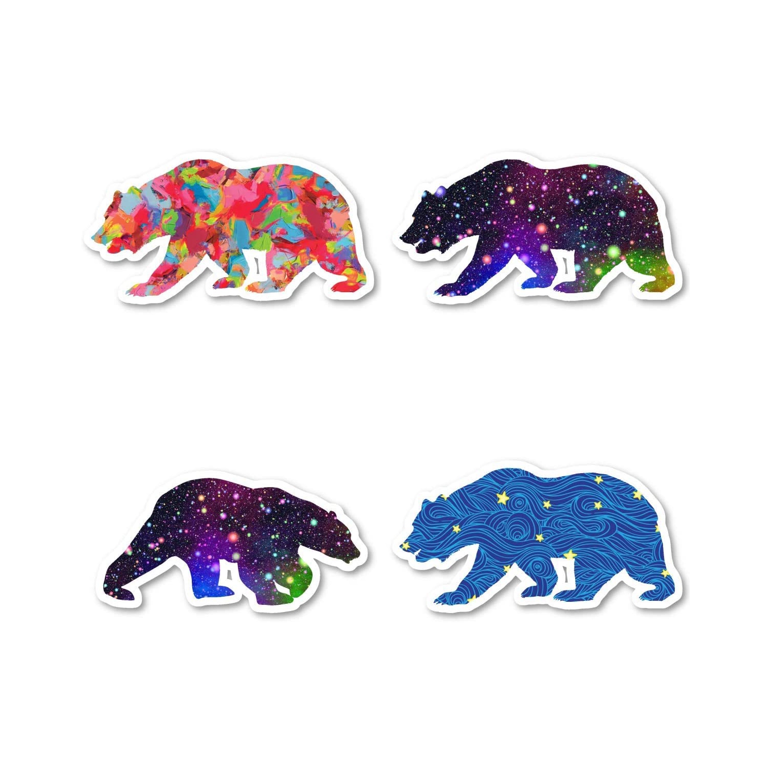 Bear Sticker Pack Animal Stickers - 4 Pack - Sticker Vinyl Decal - Laptop, Phone, Tablet Vinyl Decal Sticker (4 Pack) S172443