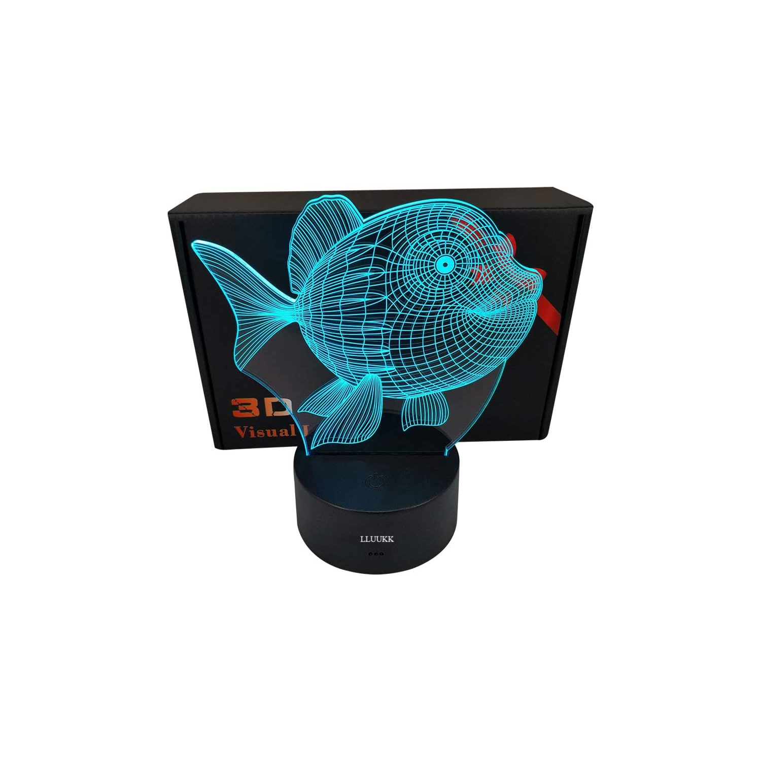 LLUUKK Visual 3D Night light Lamp Clownfish Fish Sea animal toys Desk Lamp Table decoration household accessories Kids gift b