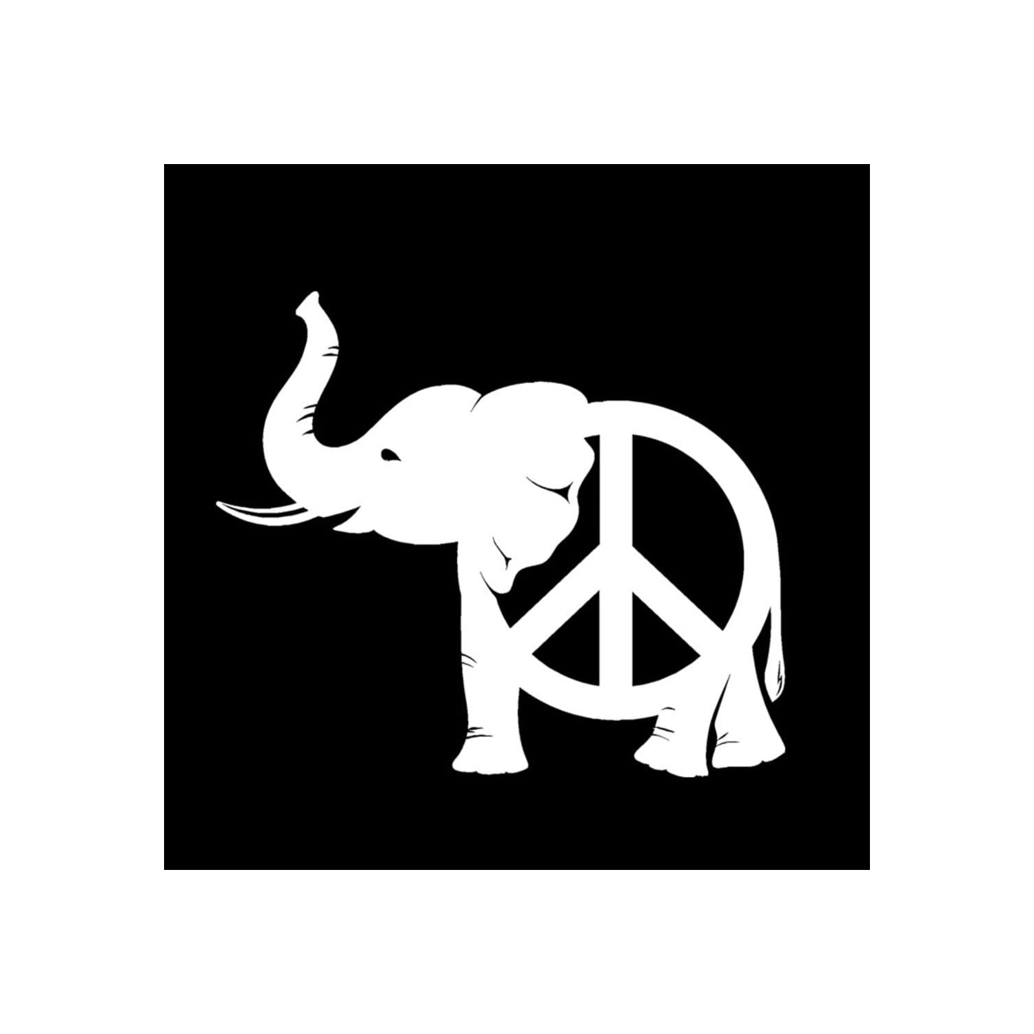 Elephant Peace Vinyl Decal Sticker | Cars Trucks Vans Walls Laptops Cups | White | 5.5 inches | KCD1523