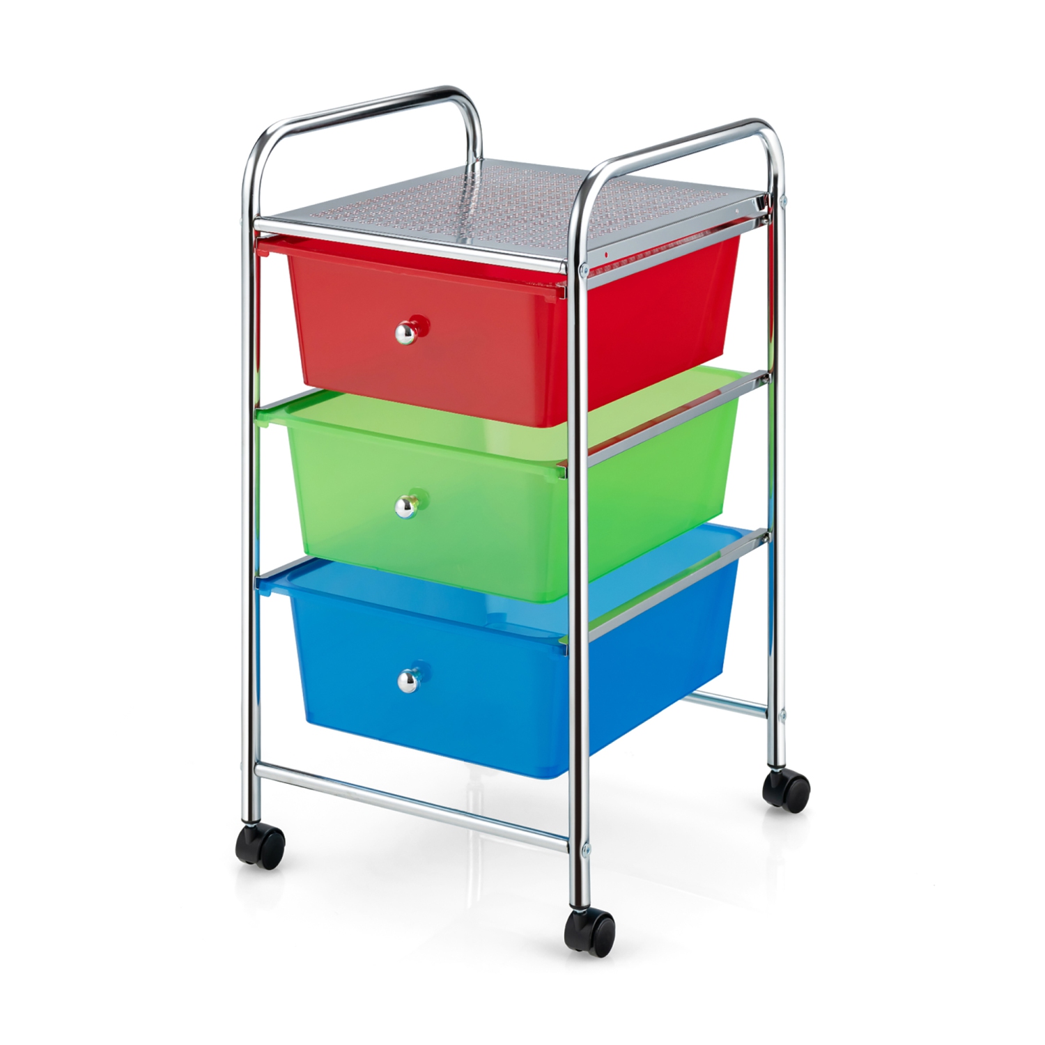 Costway 3-Drawer Cart Storage Bin Organizer Rolling w/Plastic Drawers