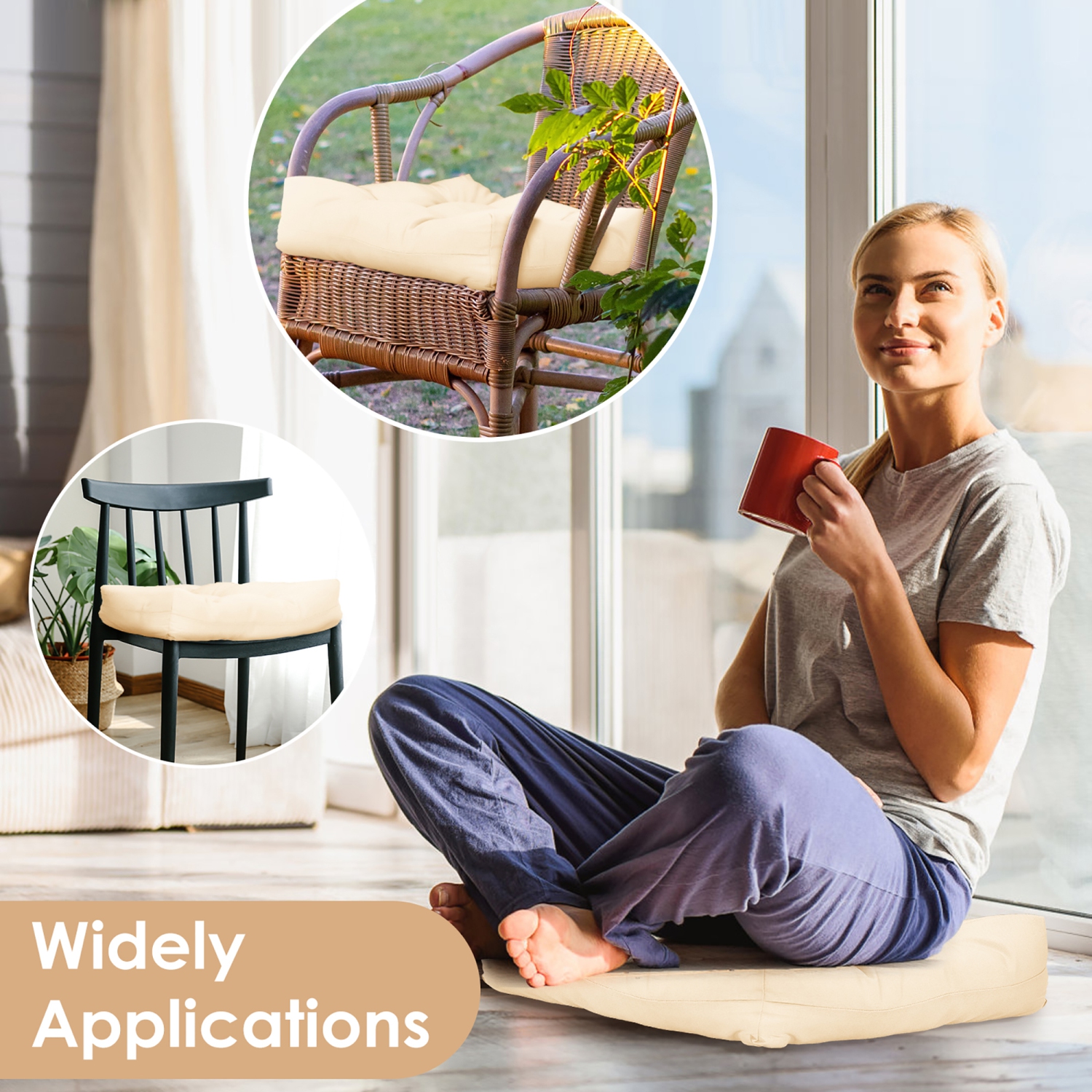 Costway 2PCS 21" x 21" Patio Chair Seat Cushion Pads Indoor/Outdoor