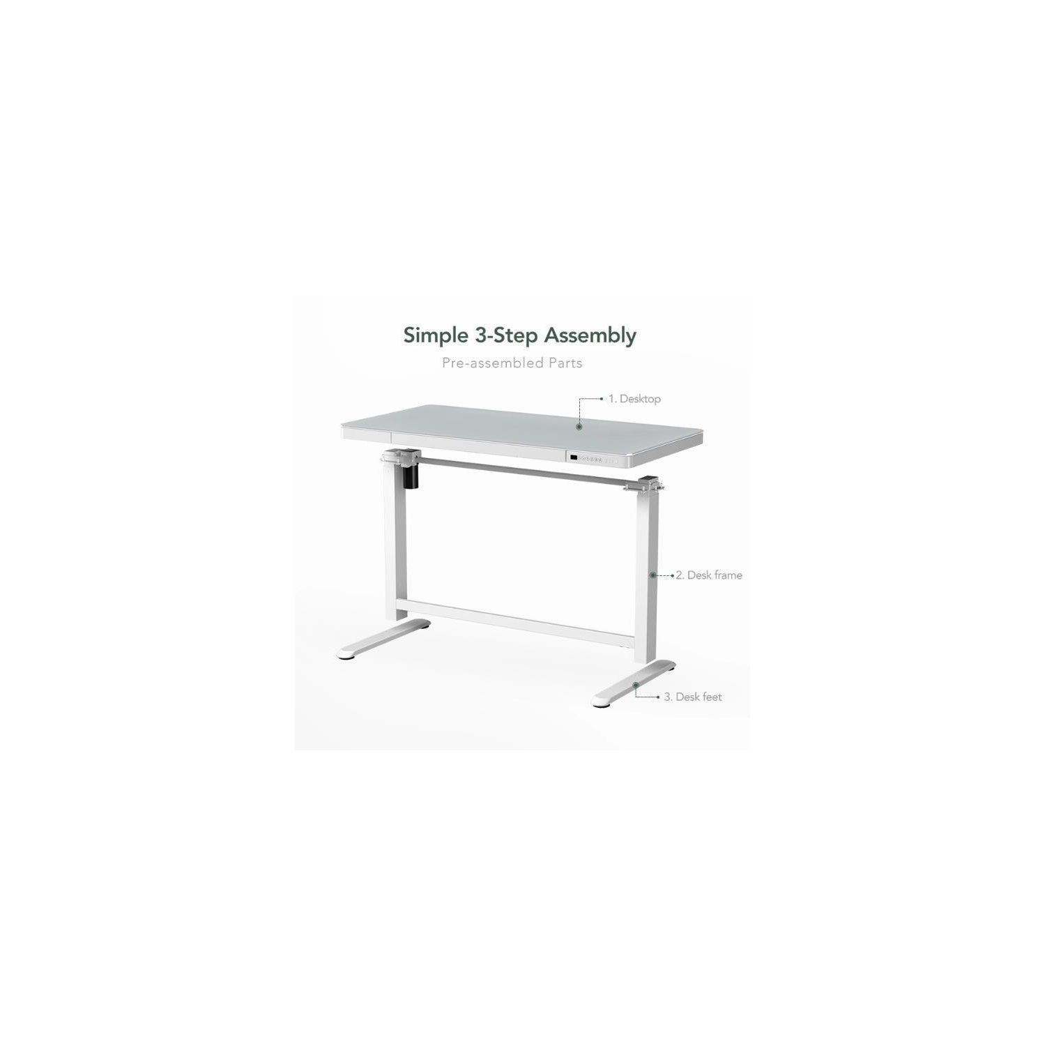 48 x 24 inch Height Adjustable Anti-Collision Function Electric Standing Desk with Drawer, Sit Stand Desk with Glass Tabletop, USB Charge Ports and