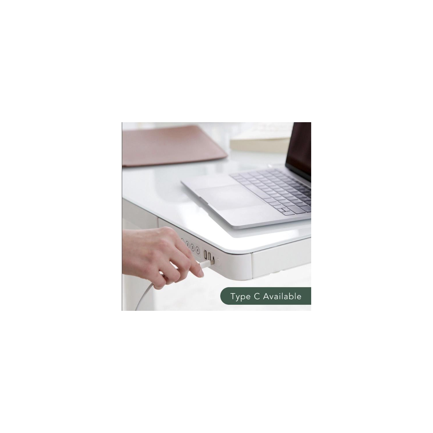 48 x 24 inch Height Adjustable Anti-Collision Function Electric Standing Desk with Drawer, Sit Stand Desk with Glass Tabletop, USB Charge Ports and