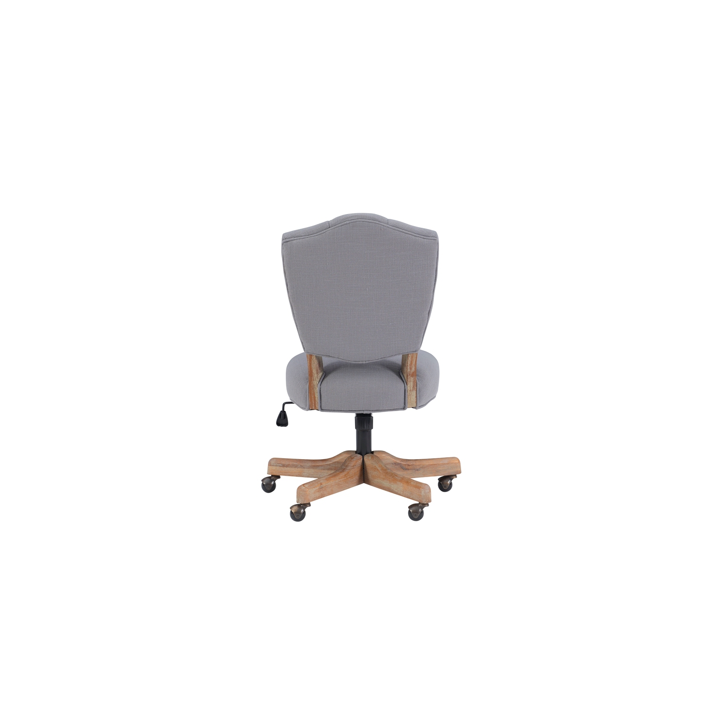 Linon Kelsey Wood Upholstered Swivel Office Chair in Gray