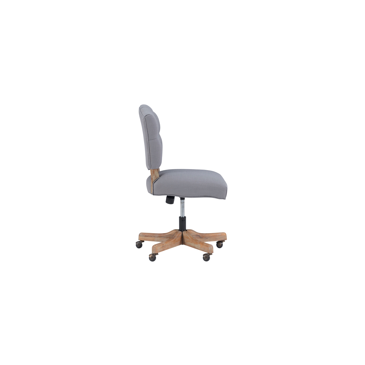 Linon Kelsey Wood Upholstered Swivel Office Chair in Gray