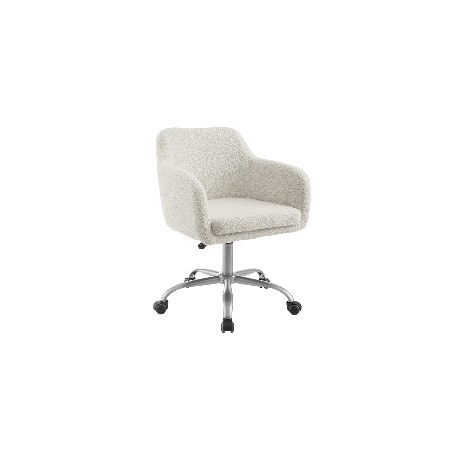 Riverbay Furniture Sherpa Metal Upholstered Office Chair in Chrome