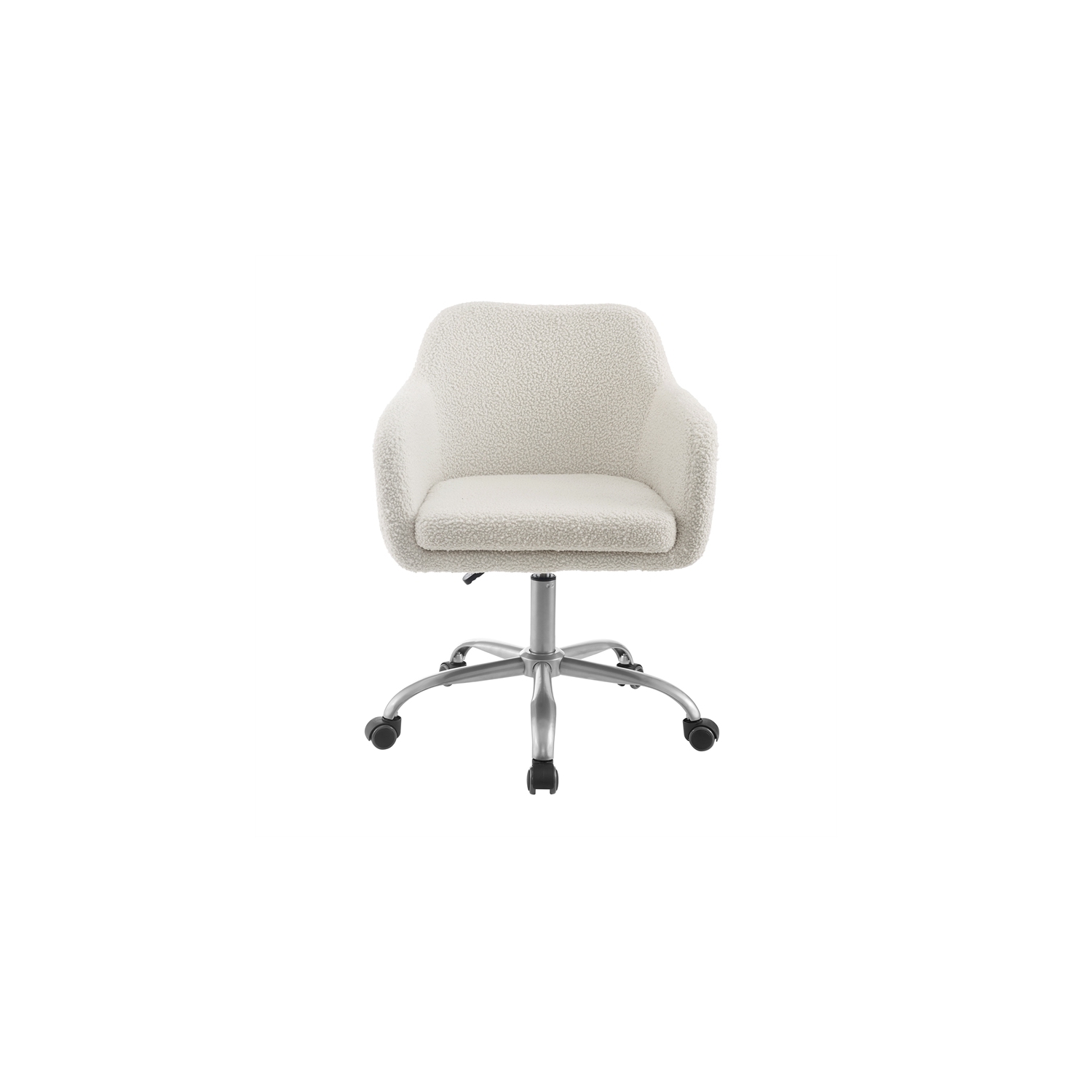 Riverbay Furniture Sherpa Metal Upholstered Office Chair in Chrome
