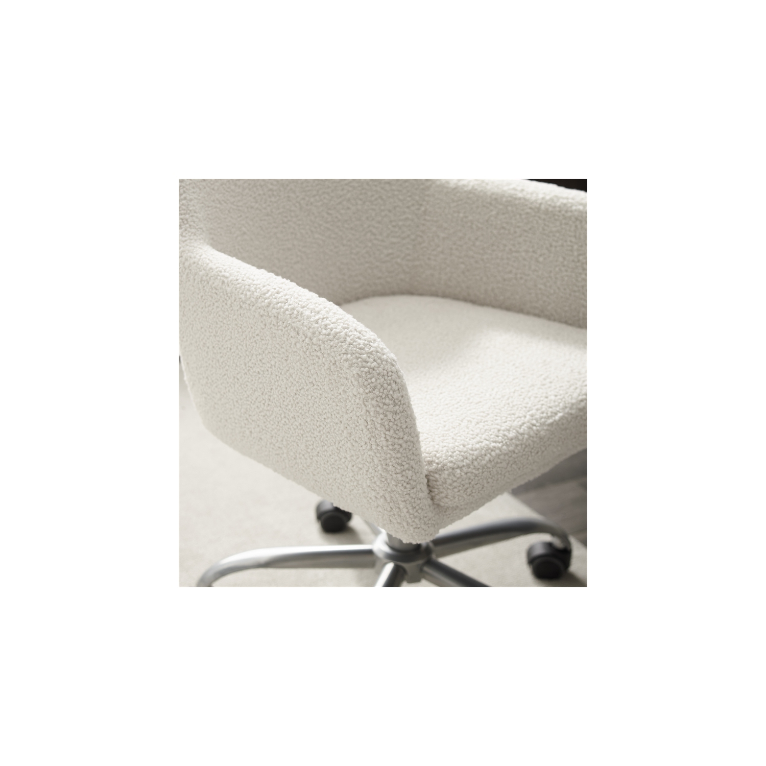 Riverbay Furniture Sherpa Metal Upholstered Office Chair in Chrome