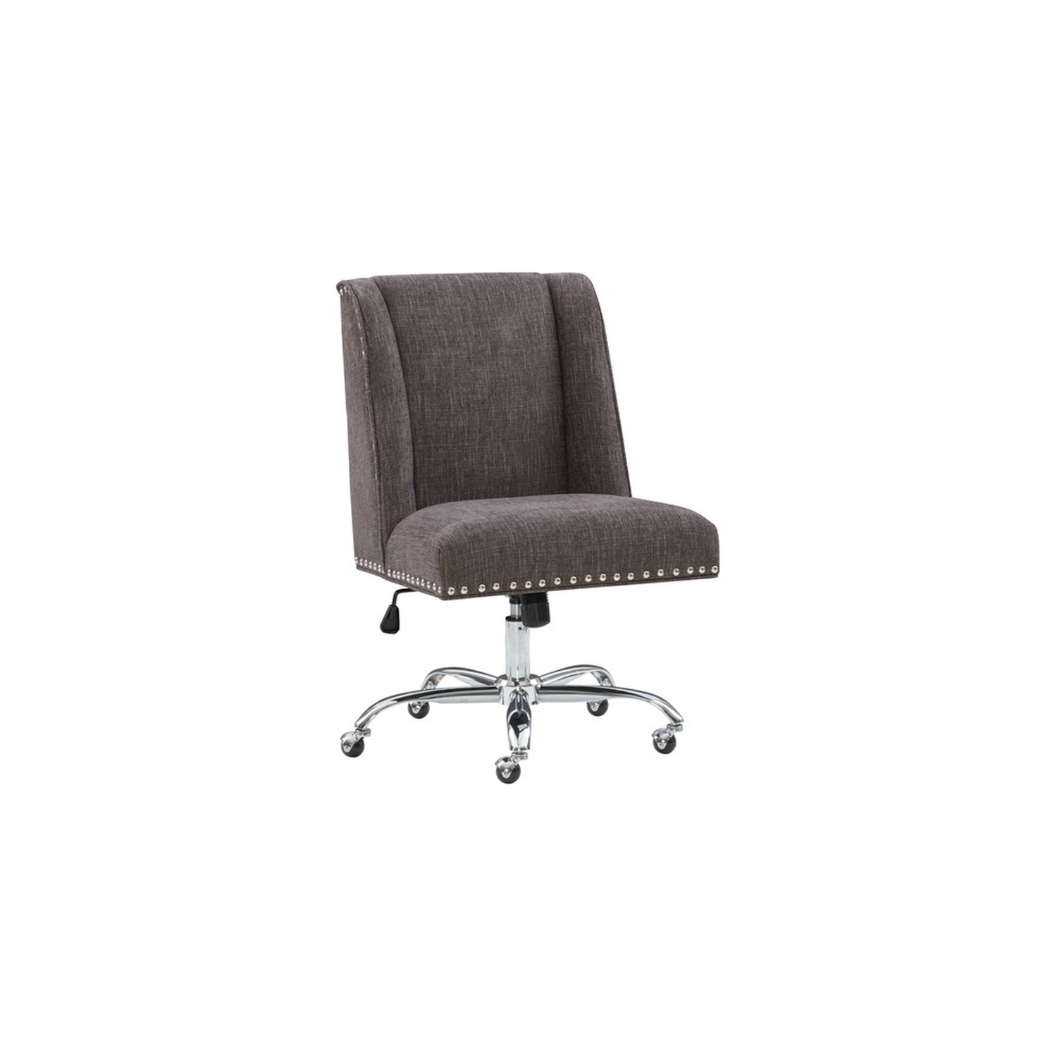 Linon Draper Wood Upholstered Office Chair in Charcoal Gray