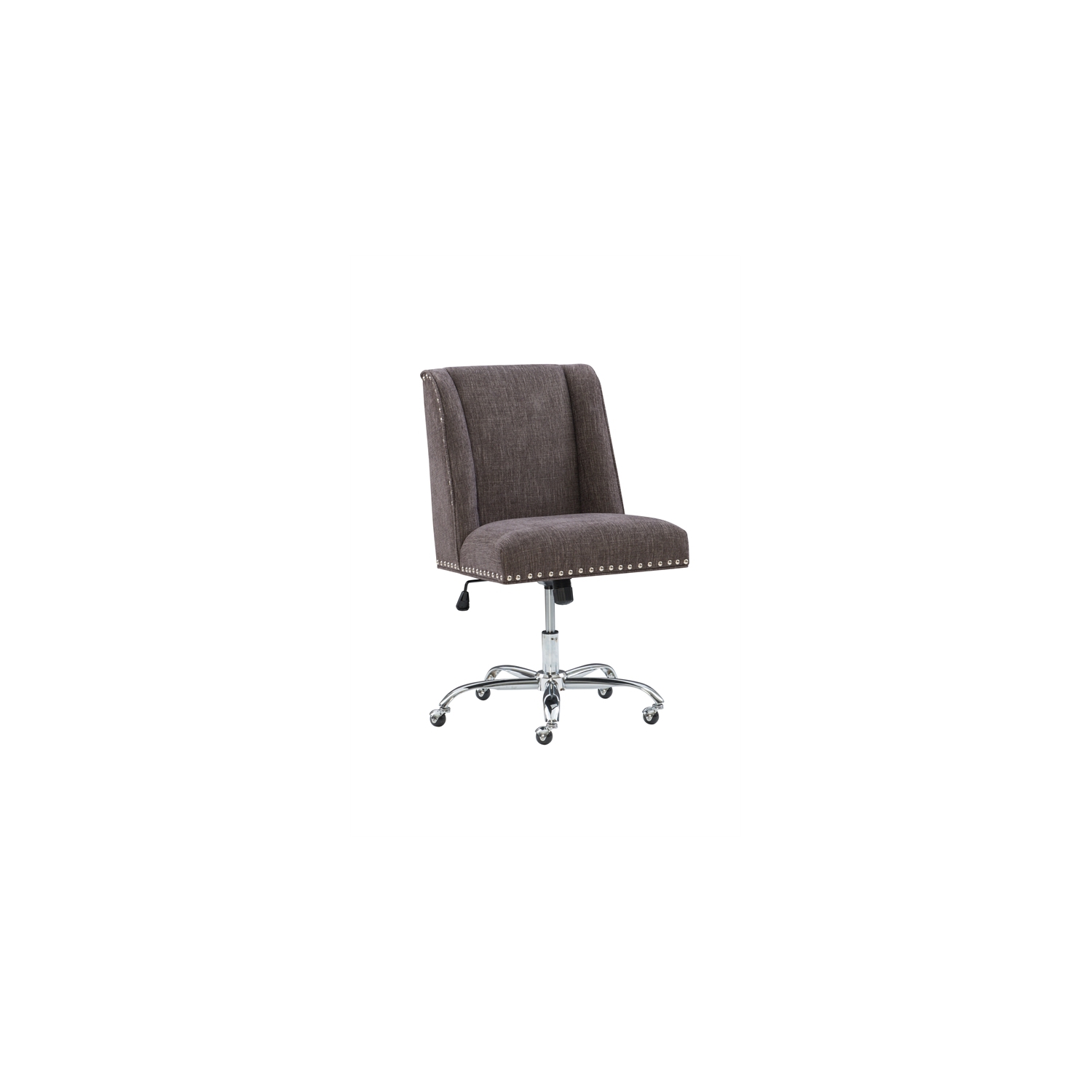 Linon Draper Wood Upholstered Office Chair in Charcoal Gray